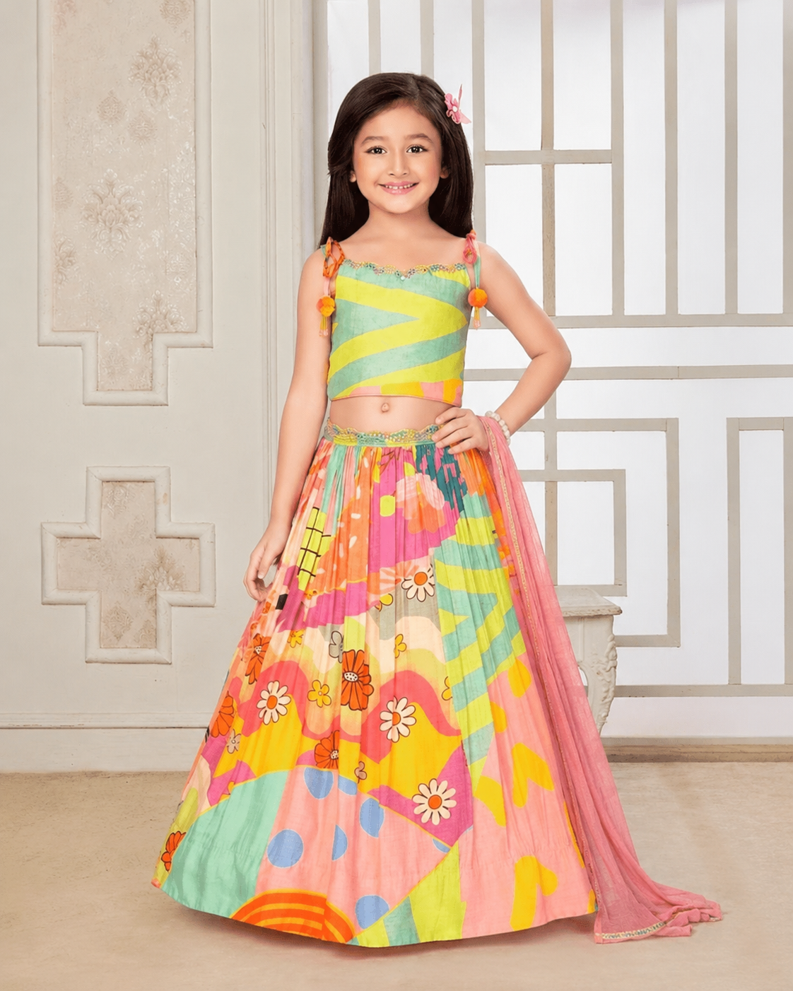 Trendy Multicolor Crop Top & Skirt Lehenga Set for Girls – Festive & Party Wear 4685
