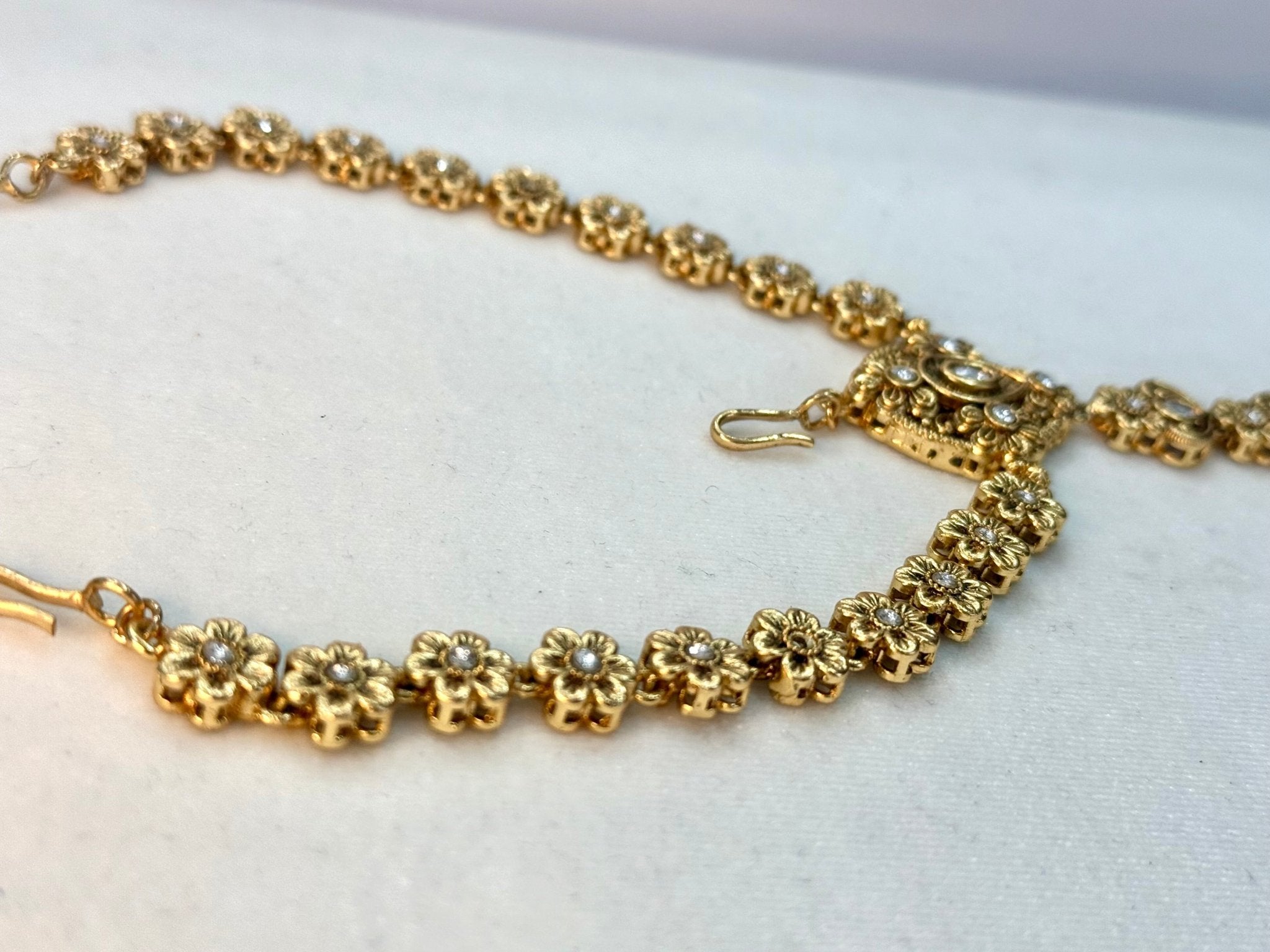 Antique Gold Plated Nakshi Damini Tikka - DWEEP SARA