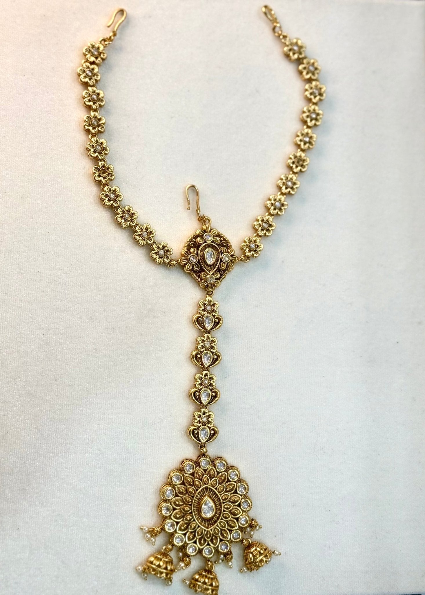 Antique Gold Plated Nakshi Damini Tikka - DWEEP SARA
