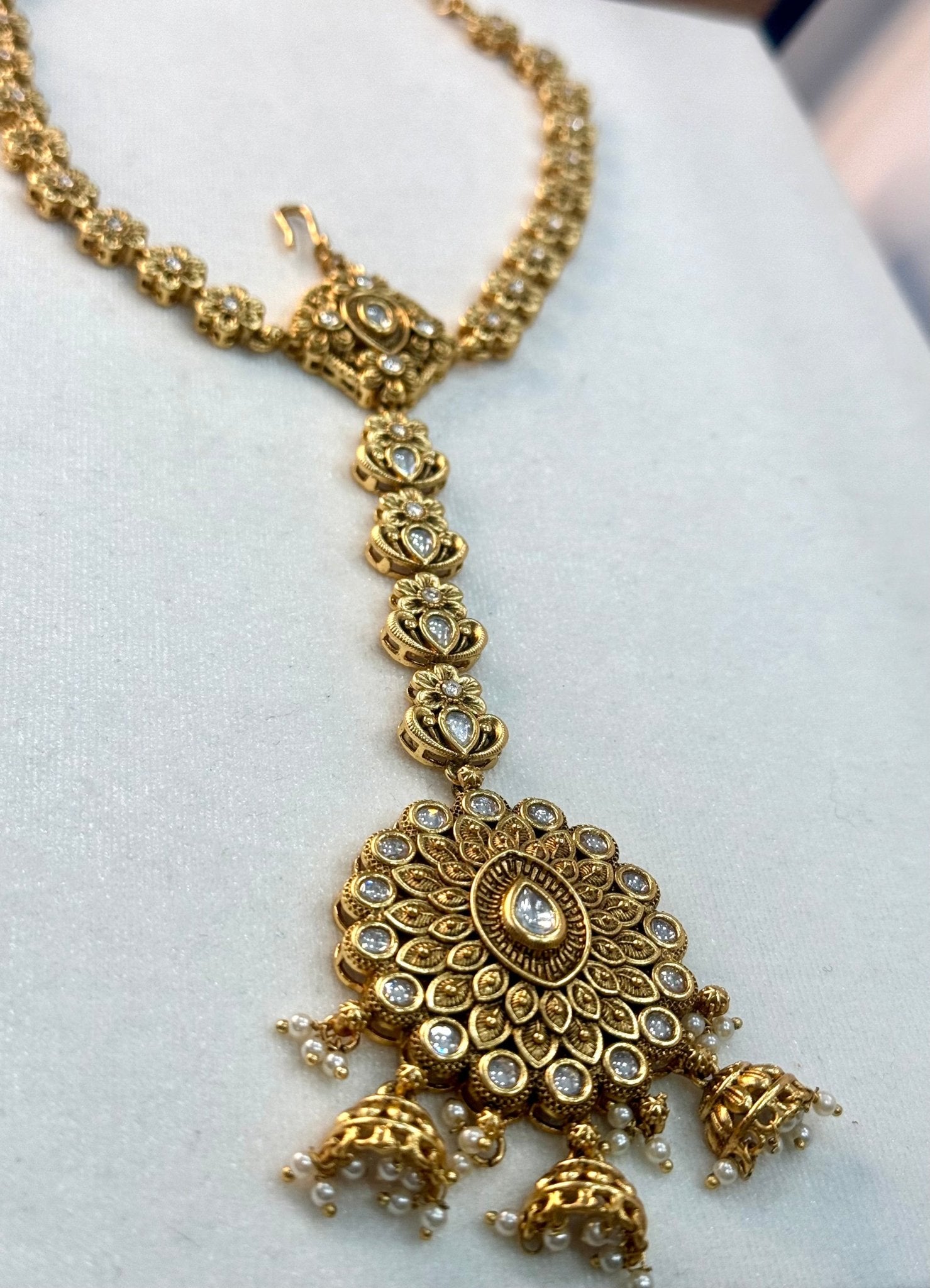 Antique Gold Plated Nakshi Damini Tikka - DWEEP SARA
