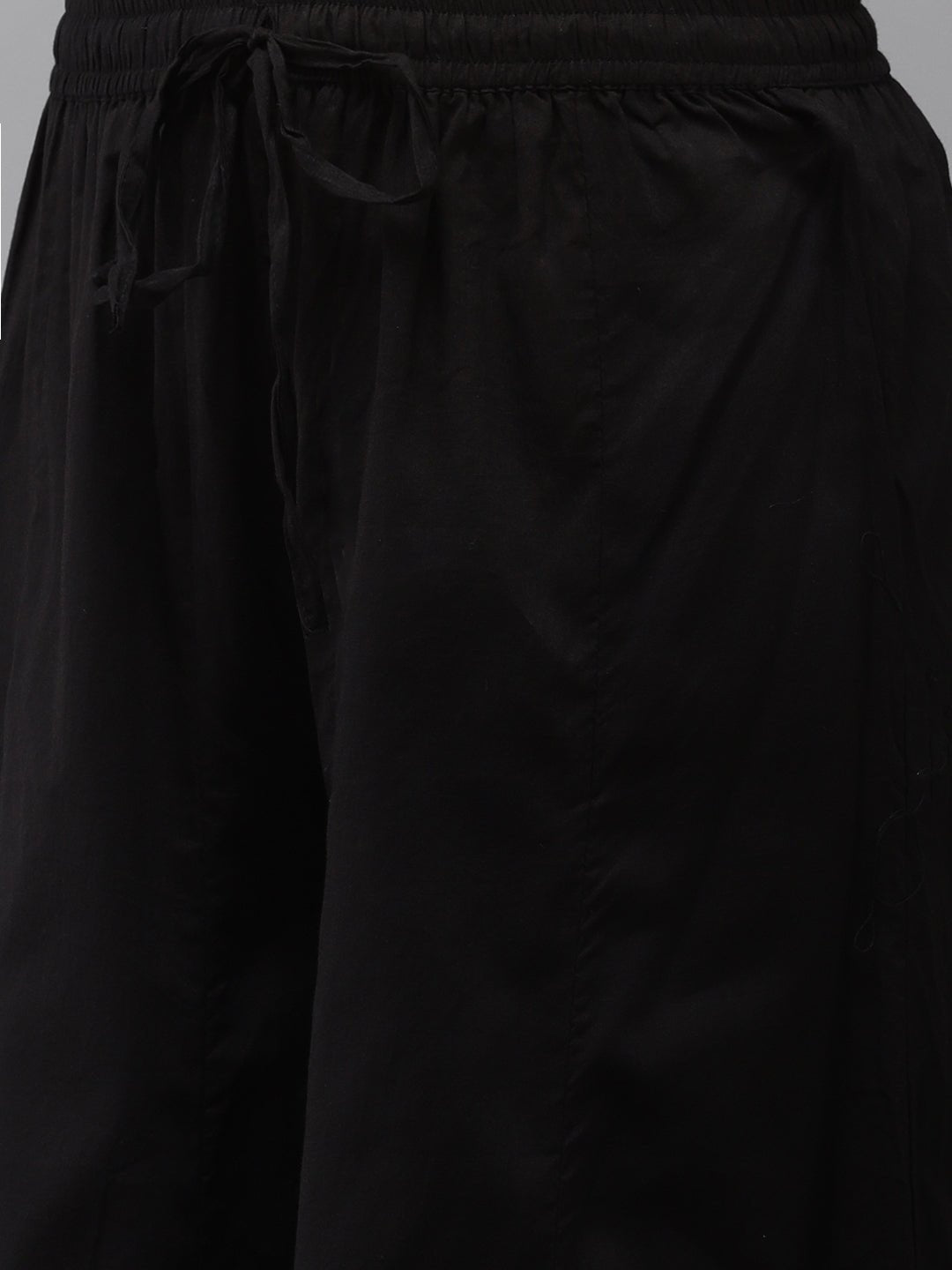 Black Printed A - Line Embroidered Kurta Plazzo Set - DWEEP SARA