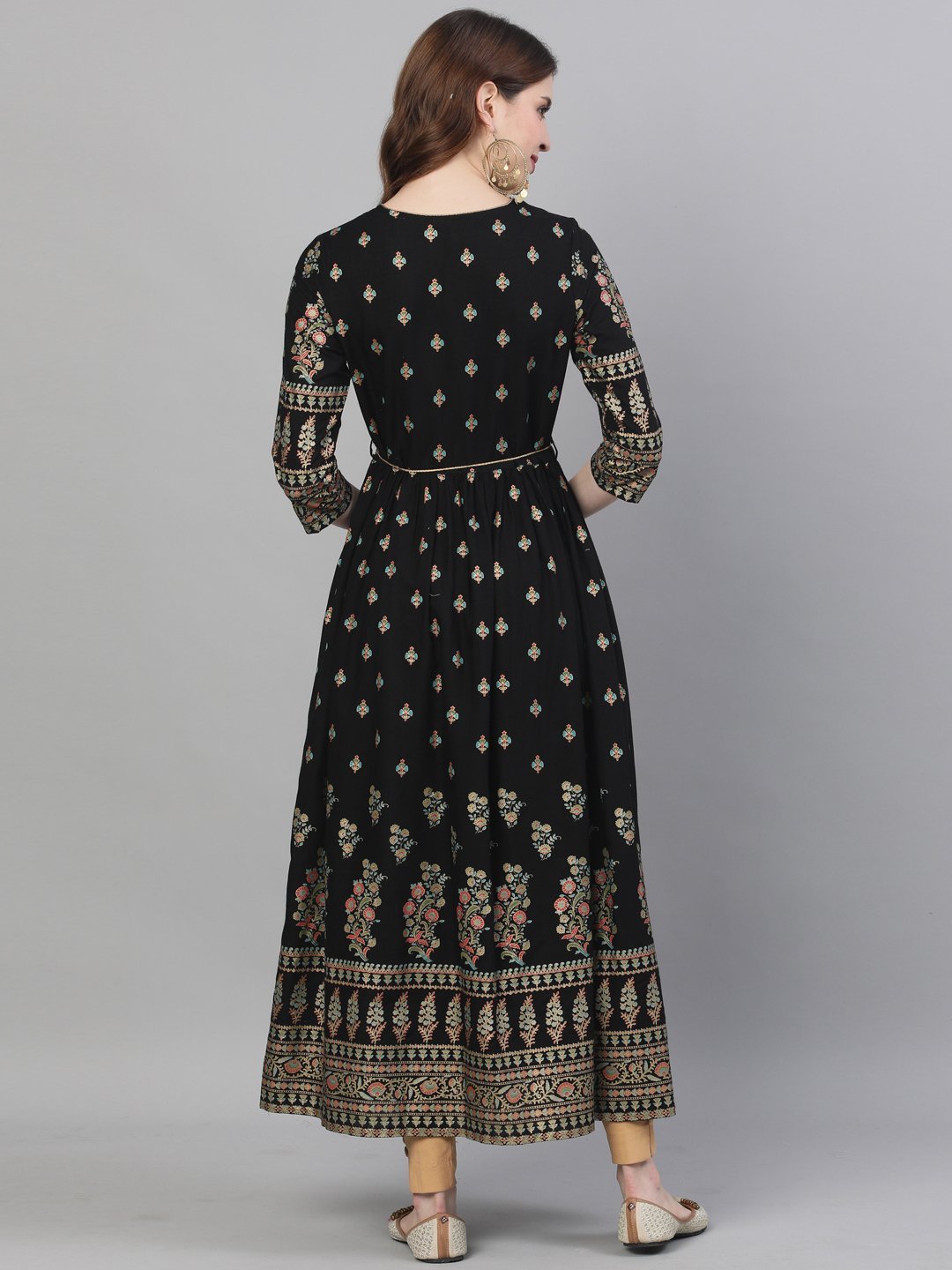 Black Rayon Embroidered Anarkali Kurta Cum Dress - DWEEP SARA