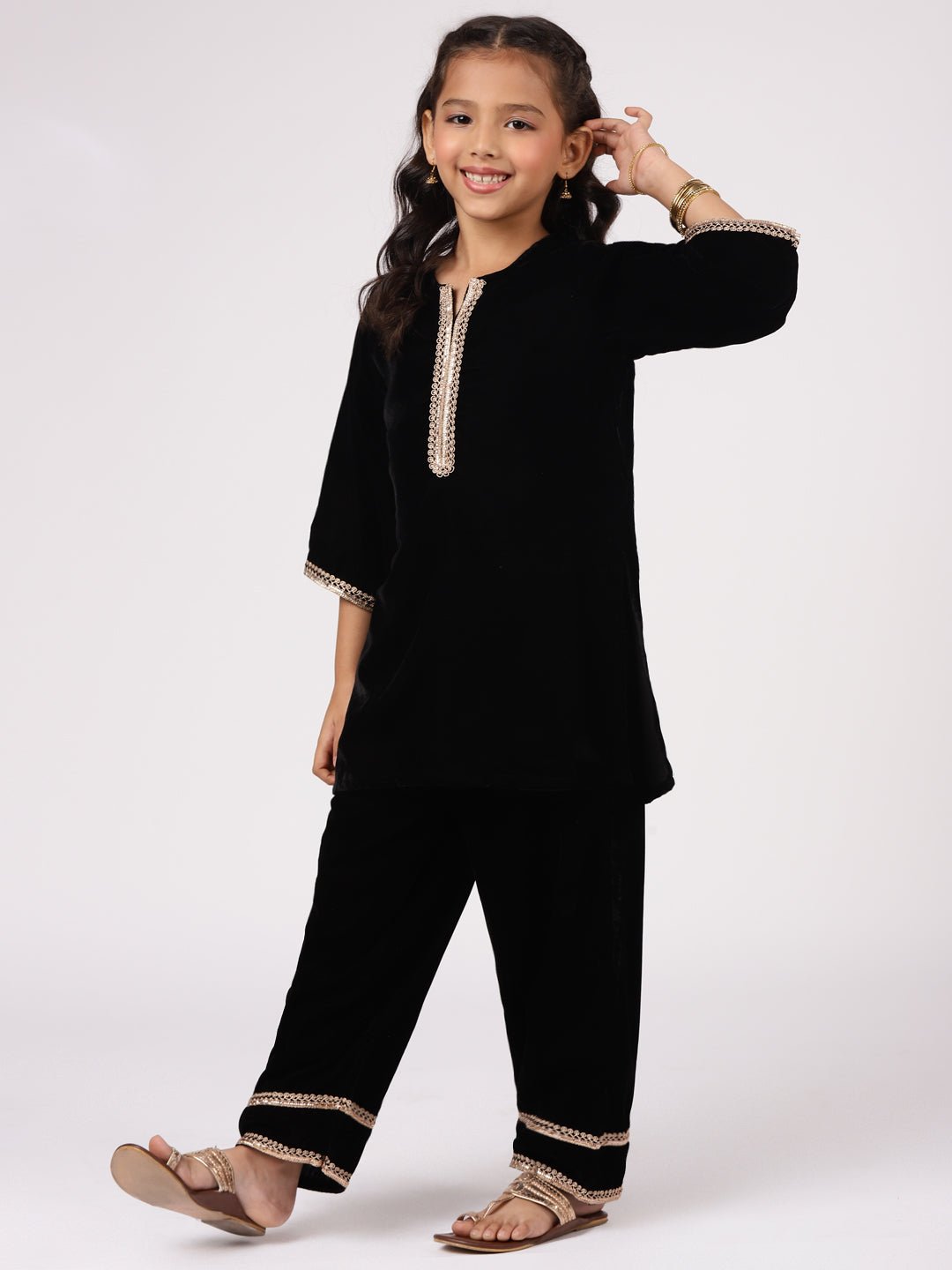 Black Velvet Suit Set - DWEEP SARA