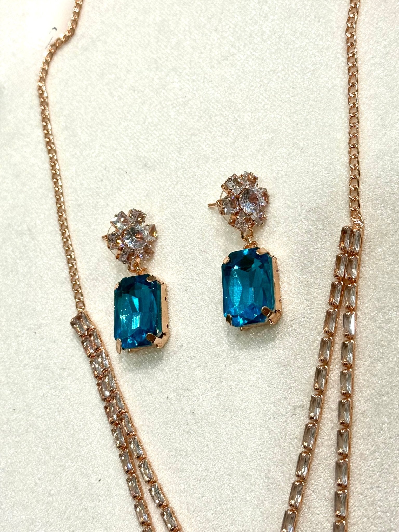 Blue AD Stone Crystal Jewelry Set - DWEEP SARA