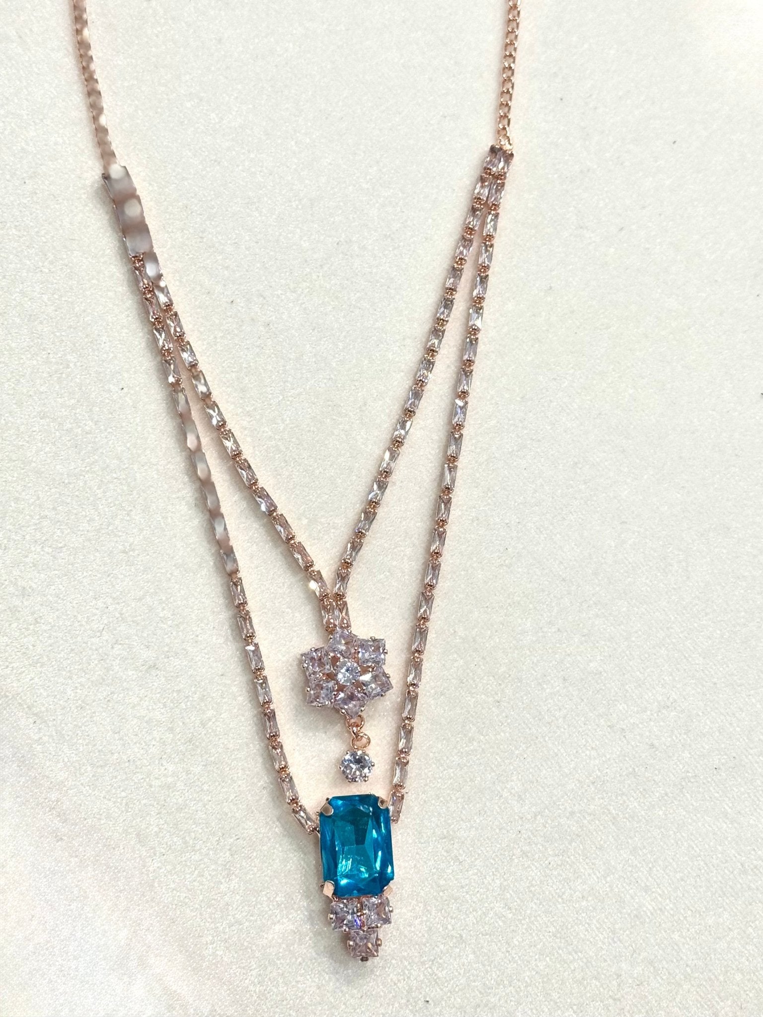 Blue AD Stone Crystal Jewelry Set - DWEEP SARA