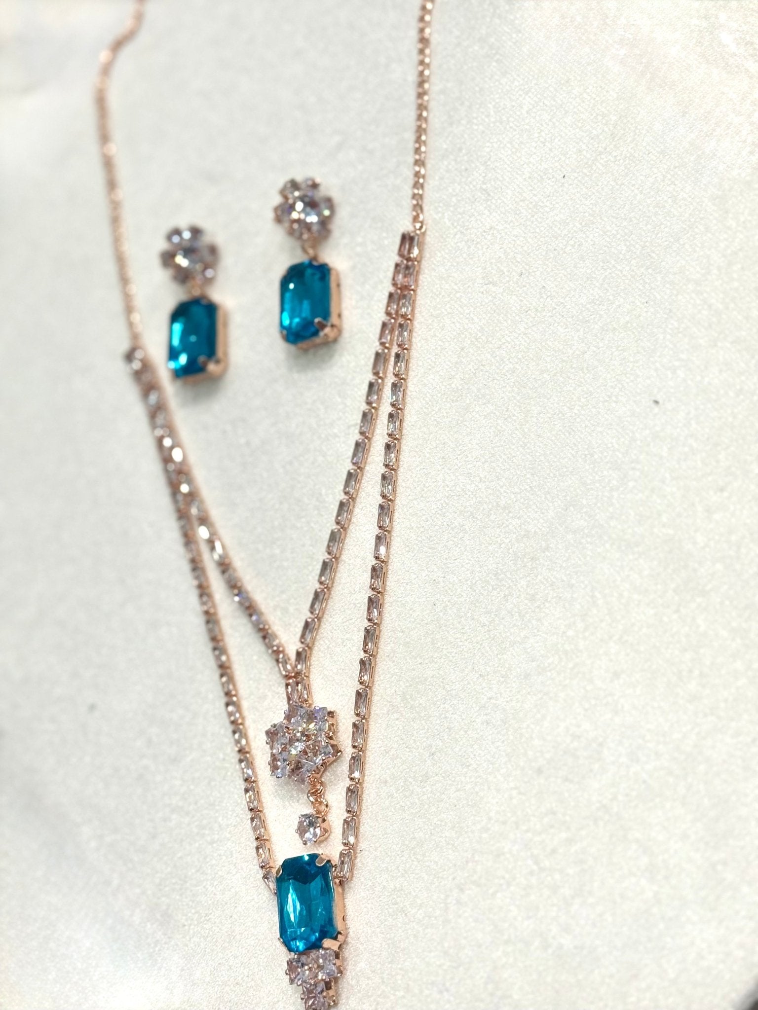 Blue AD Stone Crystal Jewelry Set - DWEEP SARA