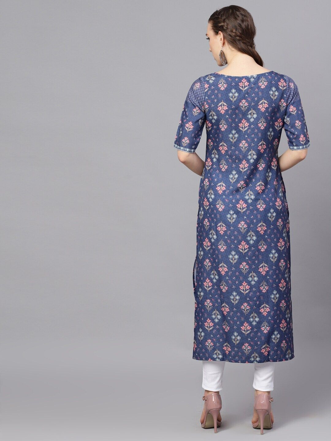 Blue Digital Printed Silk Kurta With Pockets - DWEEP SARA