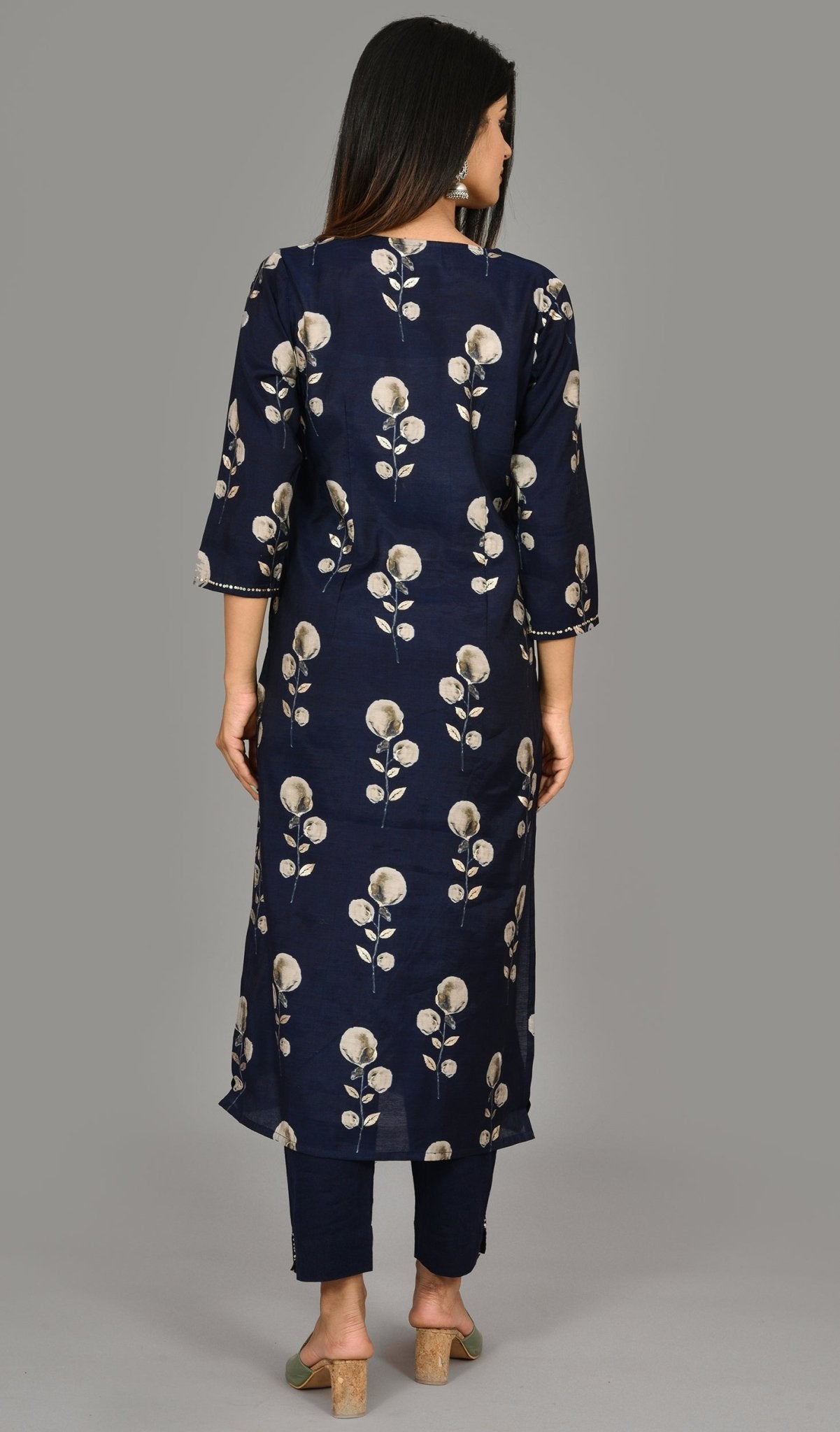 BLUE EMBELLISHMENT KURTA SET - DWEEP SARA