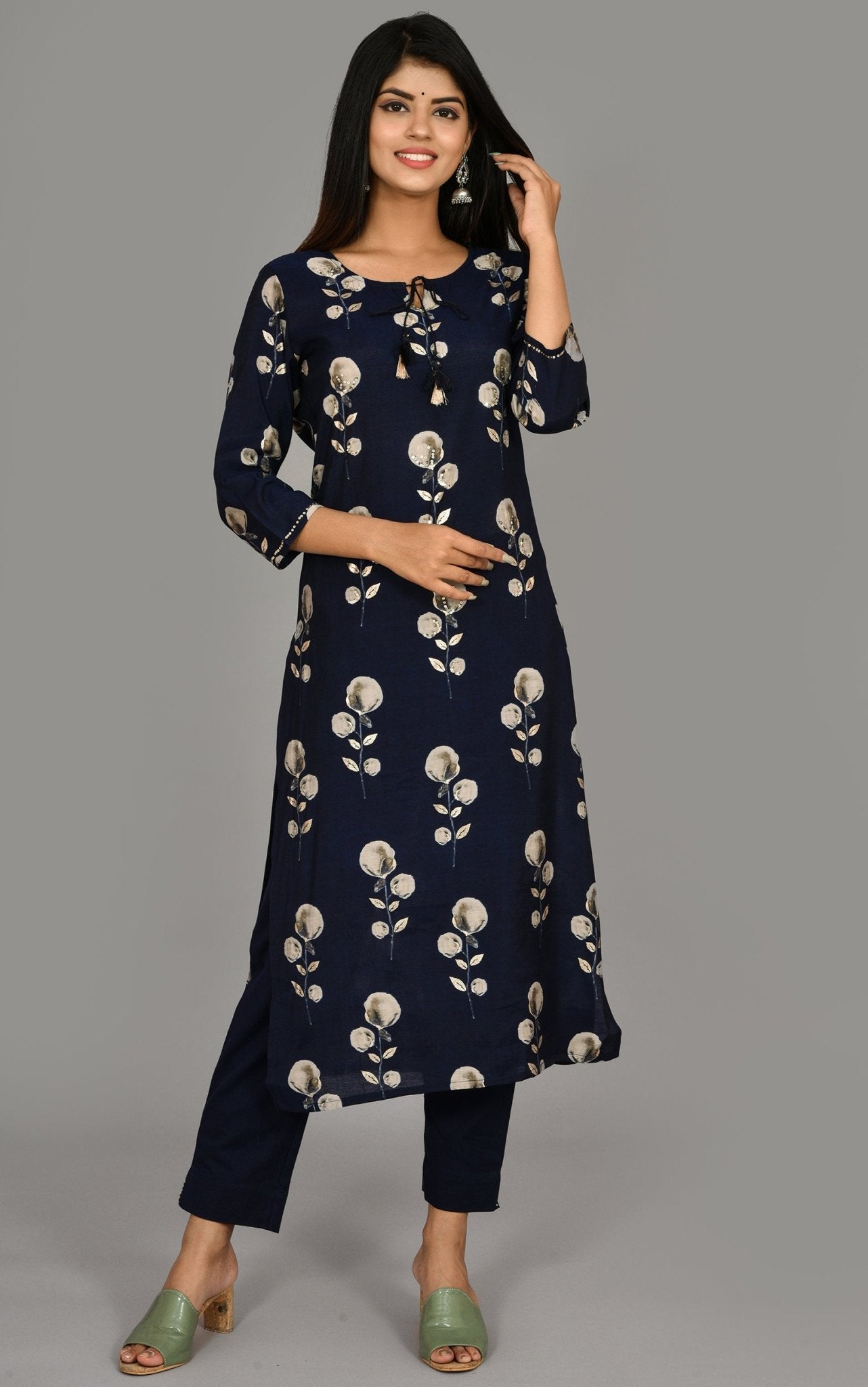 BLUE EMBELLISHMENT KURTA SET - DWEEP SARA