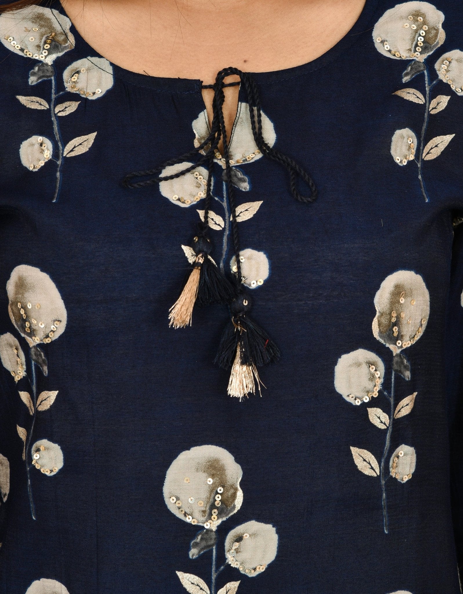 BLUE EMBELLISHMENT KURTA SET - DWEEP SARA