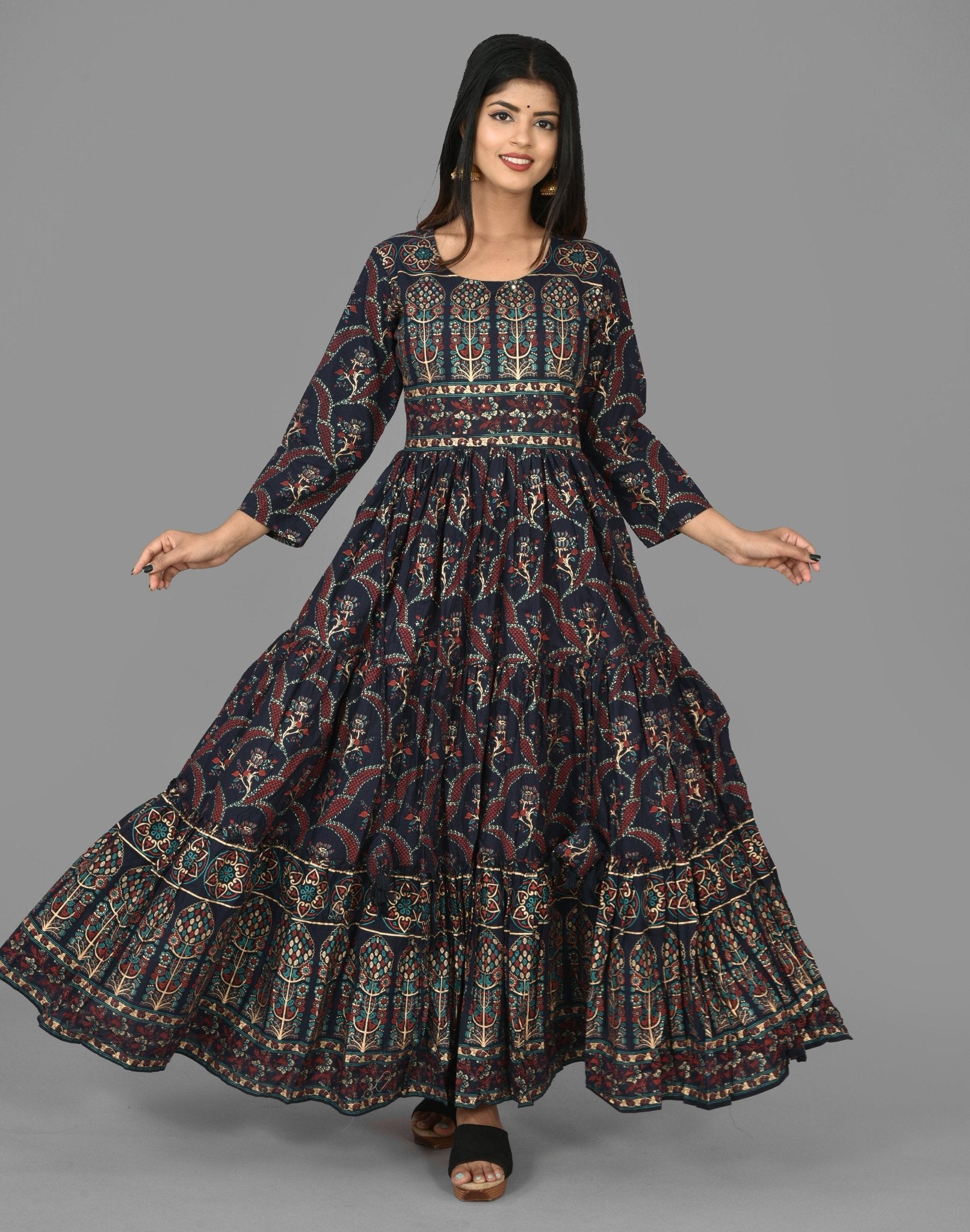 Blue Hand Embroidery & Sequins Work Dress - DWEEP SARA