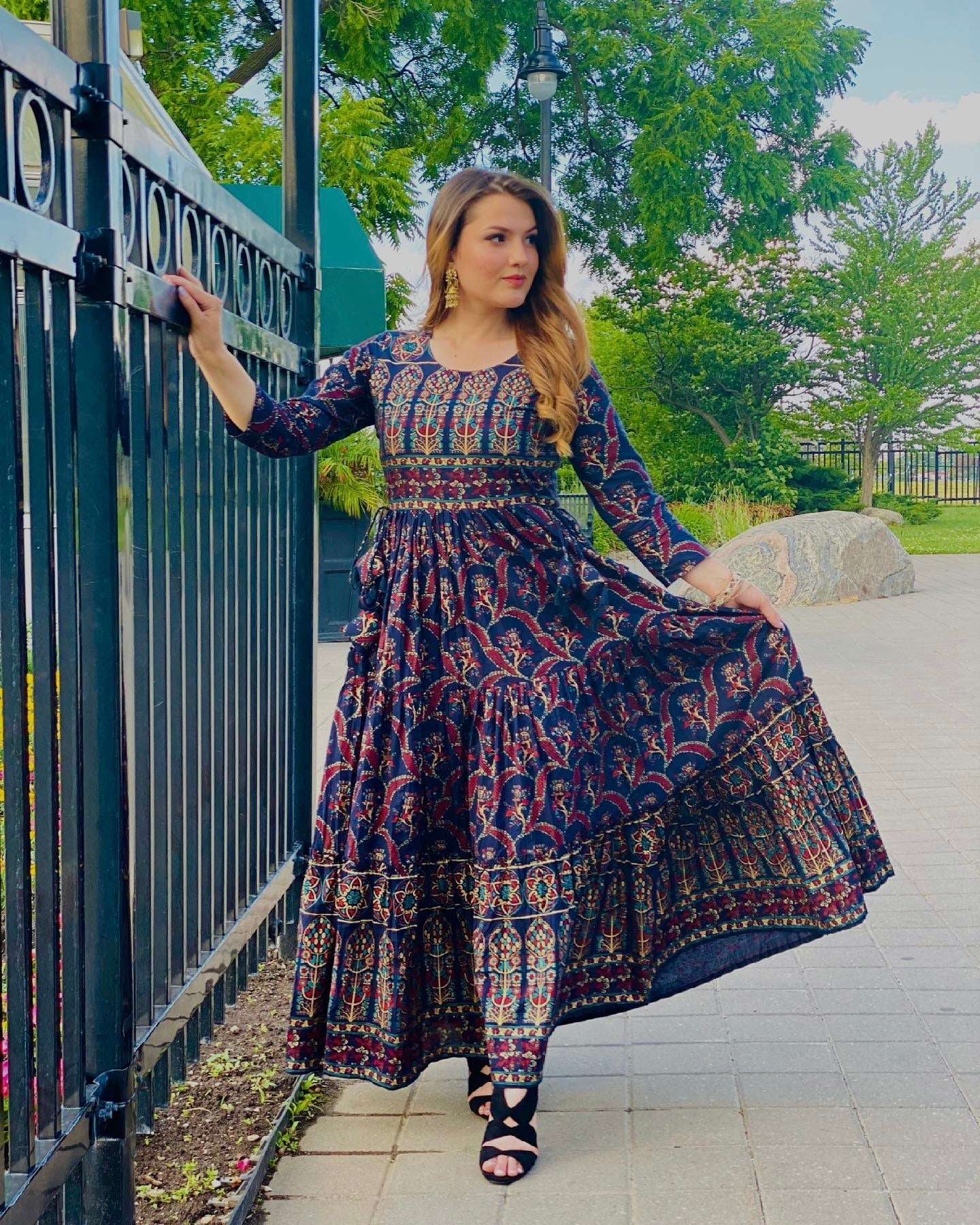 Blue Hand Embroidery & Sequins Work Dress - DWEEP SARA