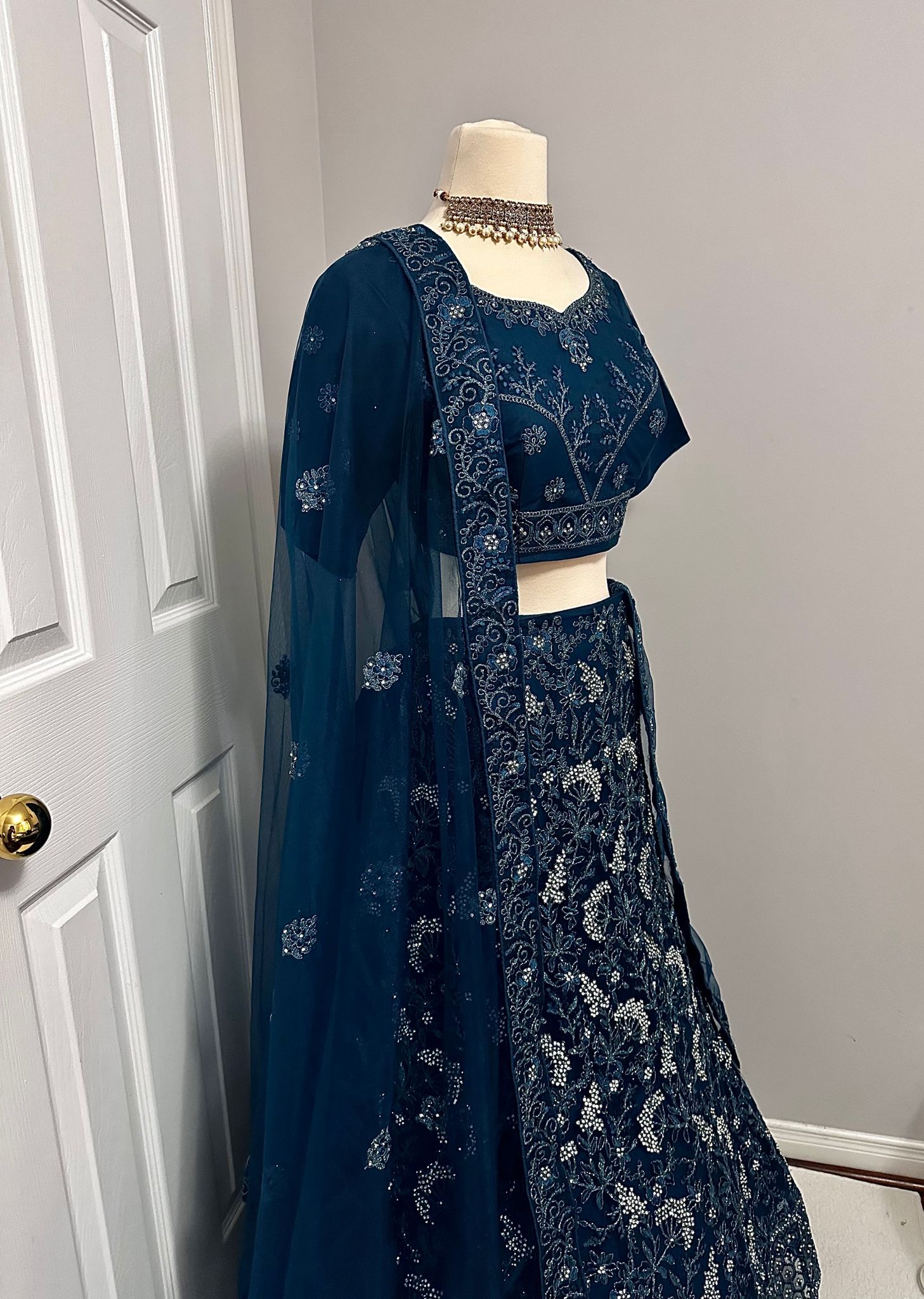 Blue Heavy Embroidered Lehenga Set - DWEEP SARA