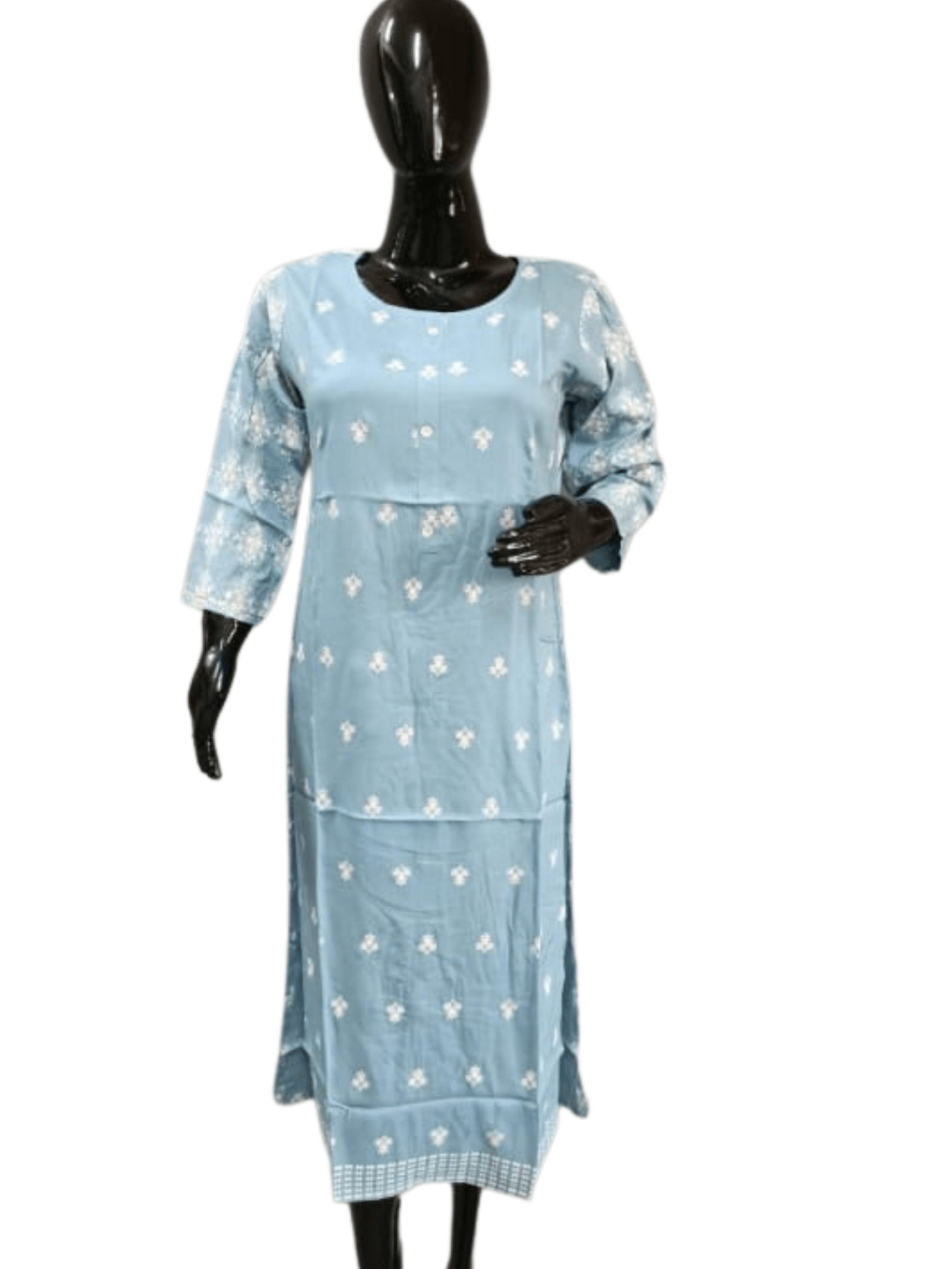 Blue Heavy Rayon Straight Kurti - DWEEP SARA