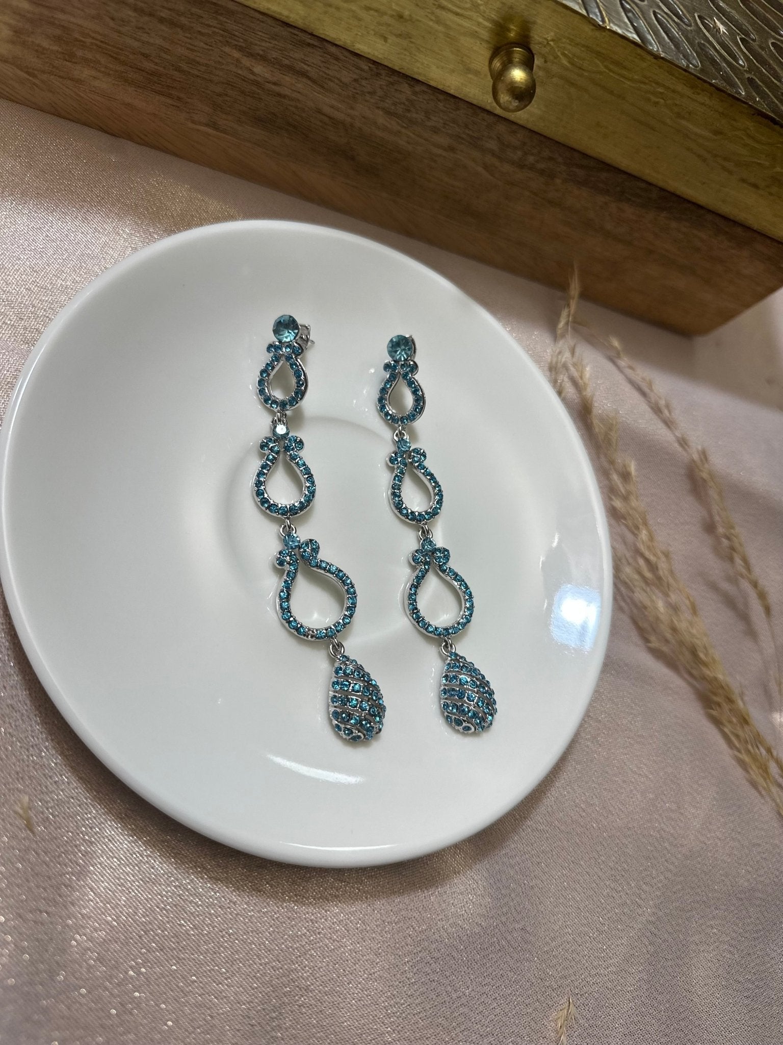 Blue Long Water Drop Earrings - DWEEP SARA