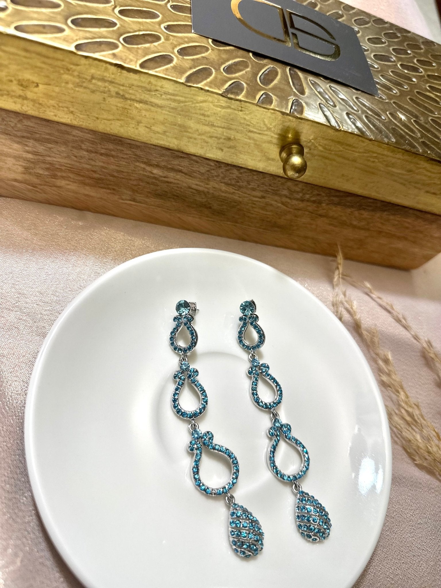 Blue Long Water Drop Earrings - DWEEP SARA