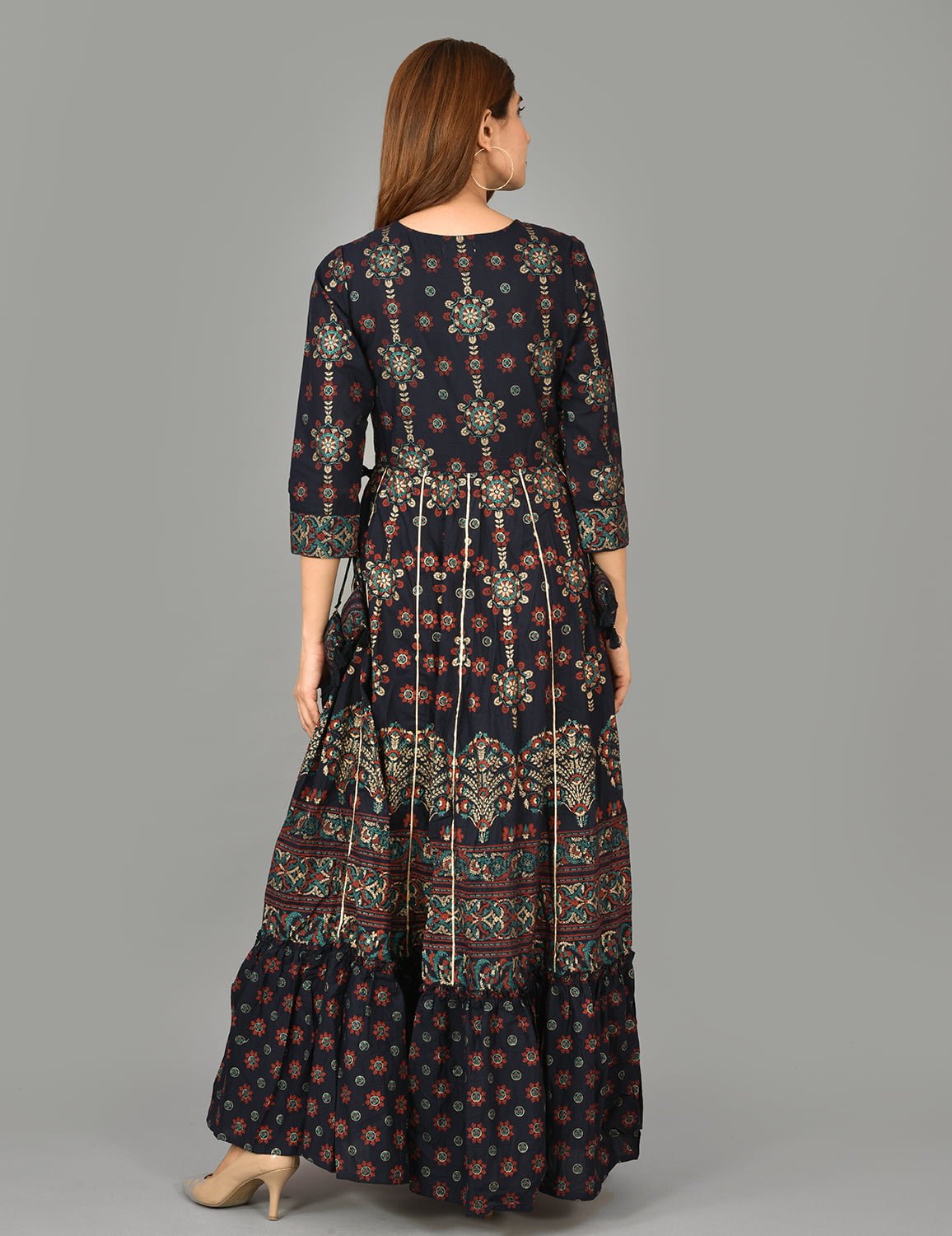 Blue Mirror Embroidery Work Cotton Dress - DWEEP SARA