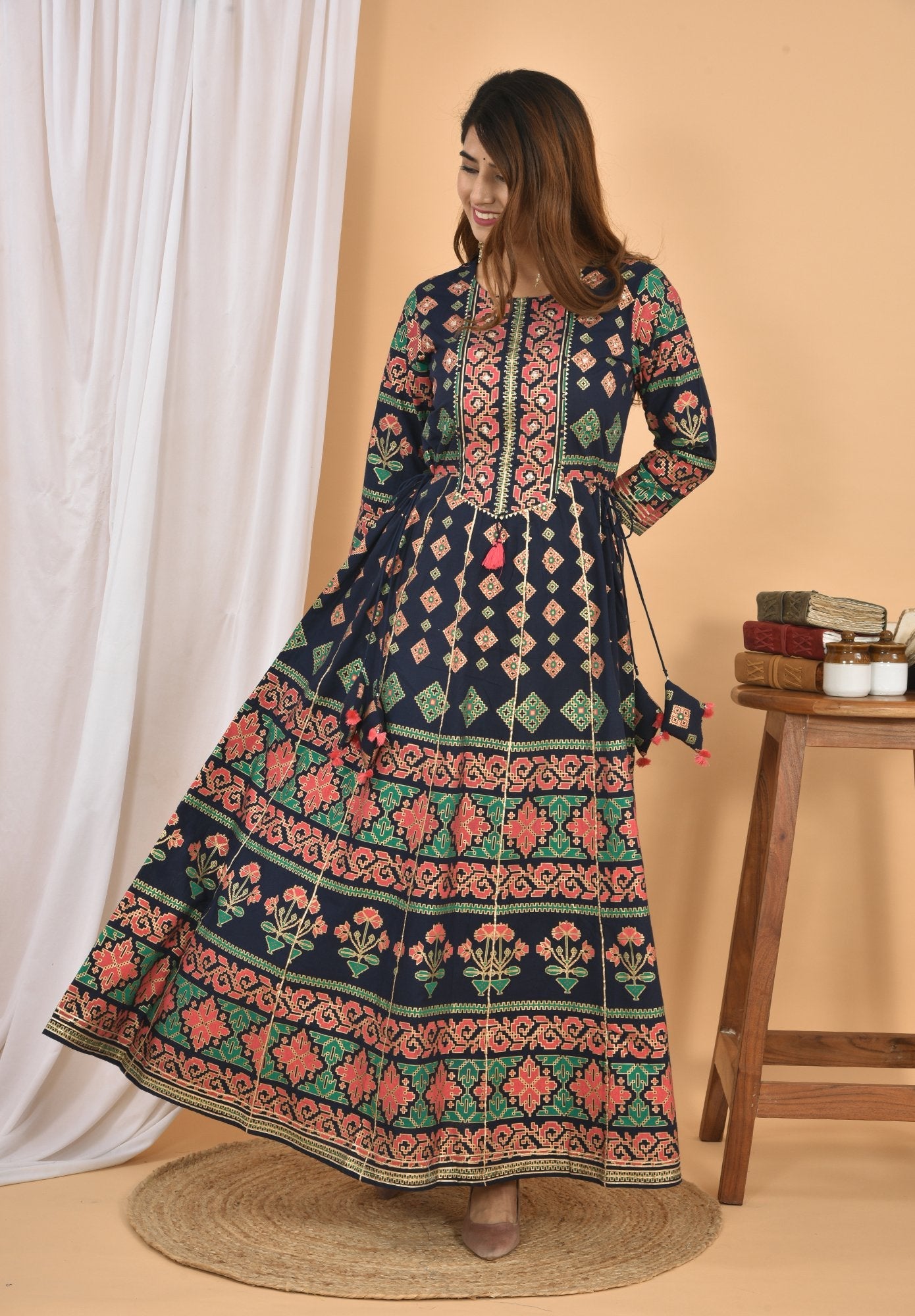Blue Zari Embroidery Handmade Dress - DWEEP SARA