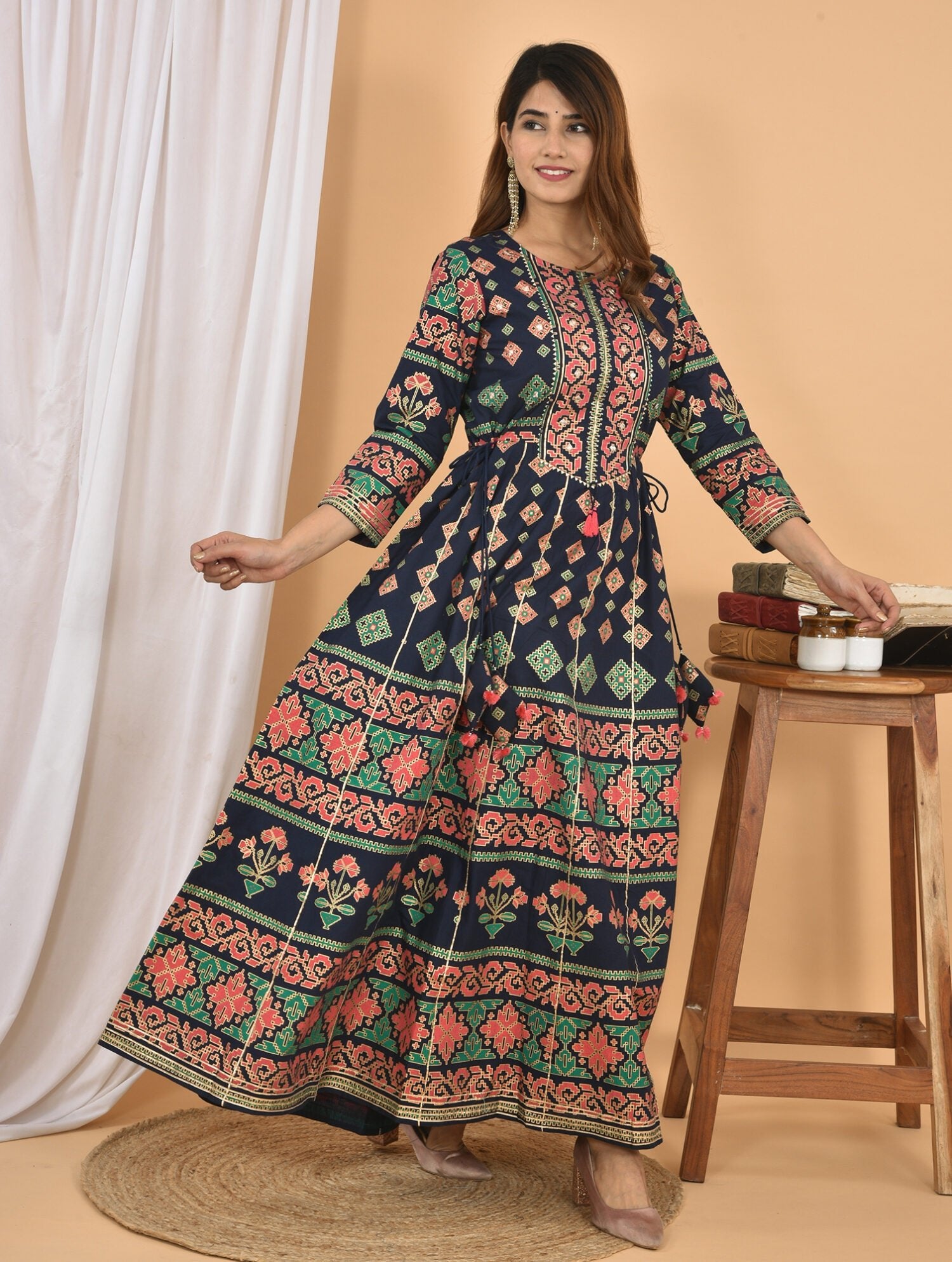 Blue Zari Embroidery Handmade Dress - DWEEP SARA