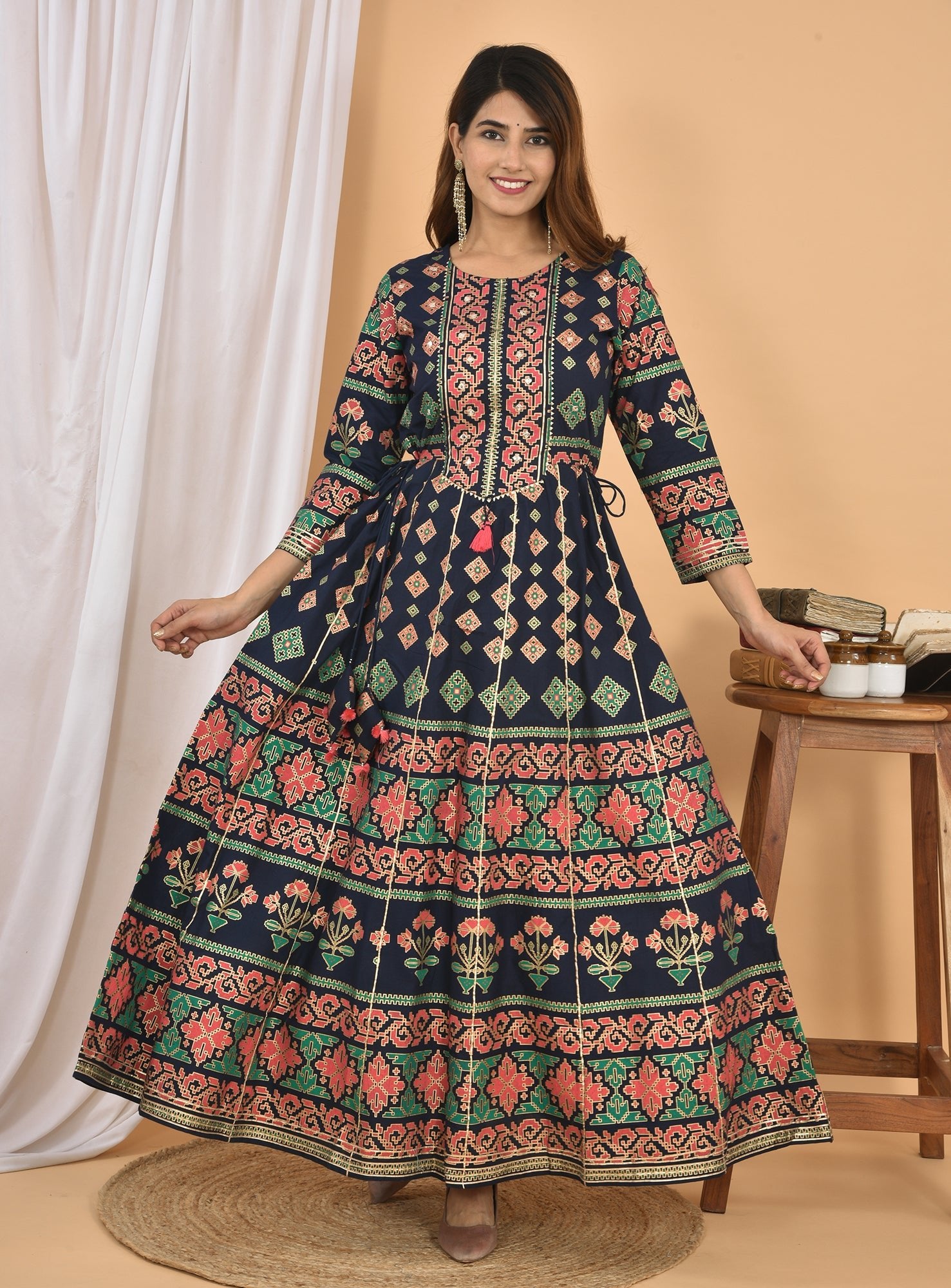 Blue Zari Embroidery Handmade Dress - DWEEP SARA