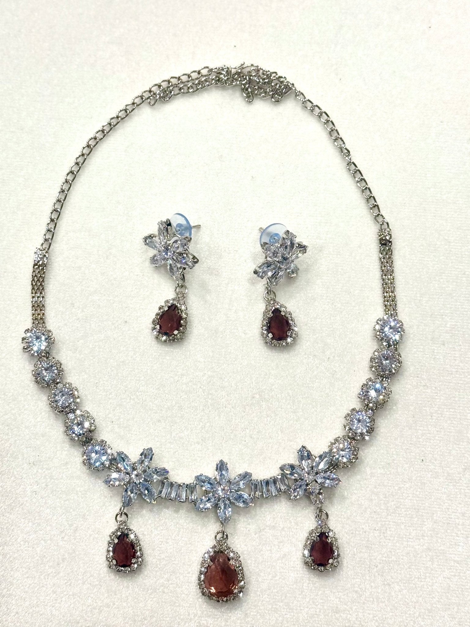 Brown AD Stone Crystal Jewelry Set - DWEEP SARA