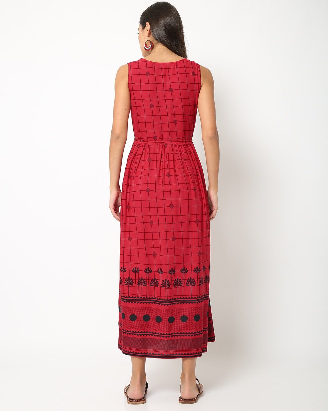 Checked Fit & Flared With Waist Tie - Up - DWEEP SARA