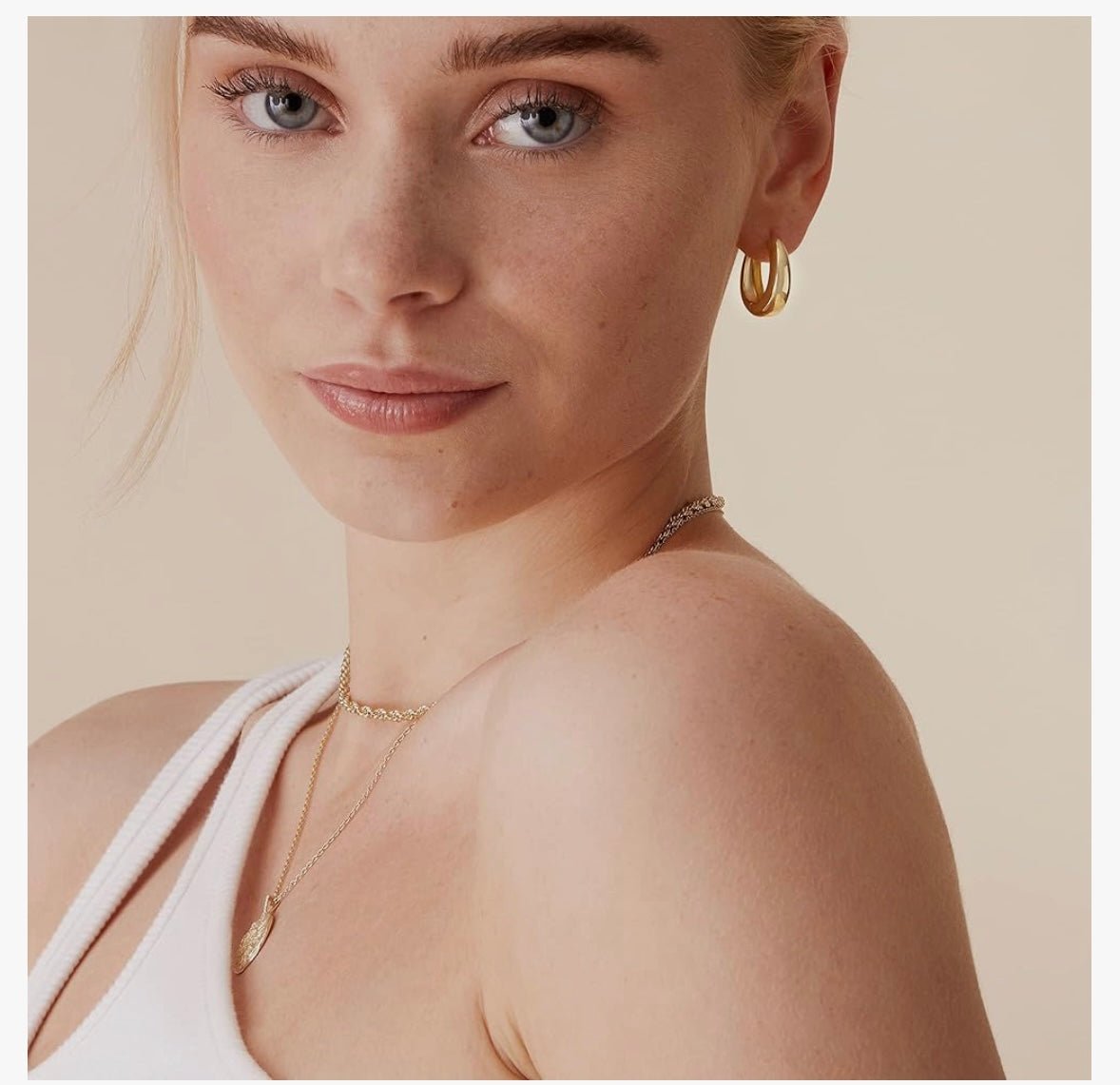 Dweep Sara 14K Gold Plated Sterling Silver Post Small Chunky Hoops Earrings | Thick Lightweight Gold Hoop Earrings for Women - DWEEP SARA
