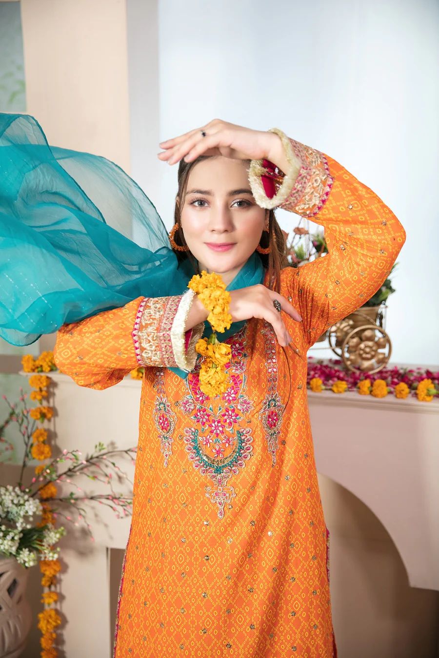 Dweep Sara Kids Indian Pakistani Kids Wear 4 - 14years Lawn Embroidered Shirt, Cotton Printed Palazzo, Exclusive Fancy Dupatta, Full Sleeves Suit Set - DWEEP SARA