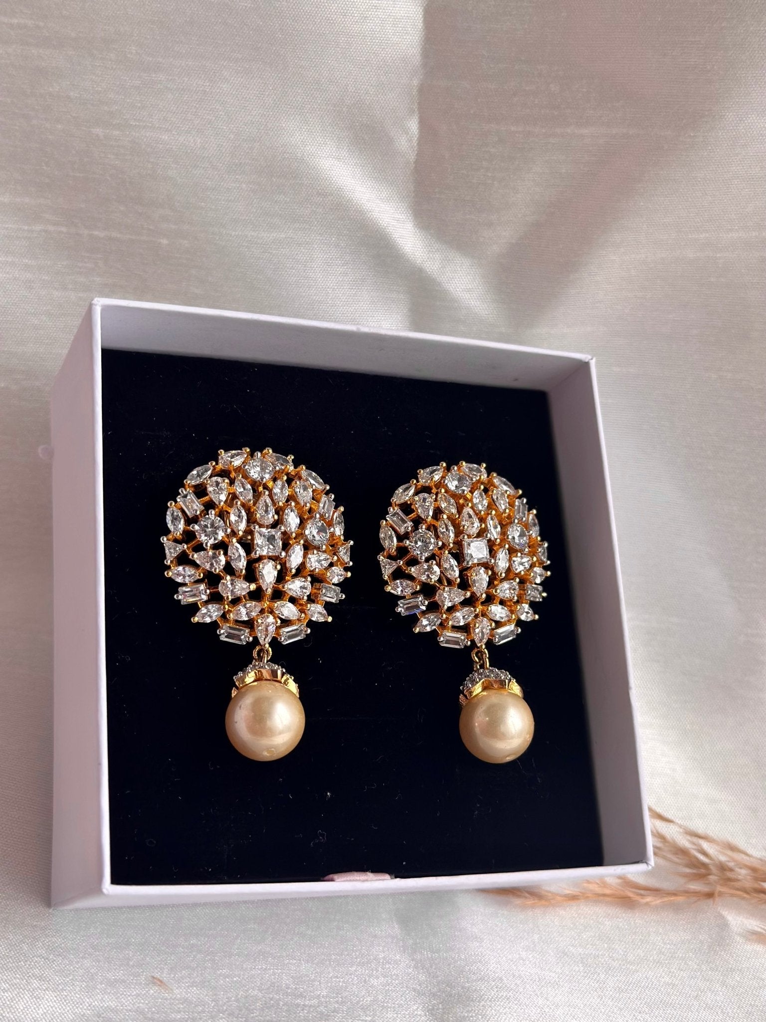 Elegant & Vintage Gold Plated Pear Ball Earrings - DWEEP SARA