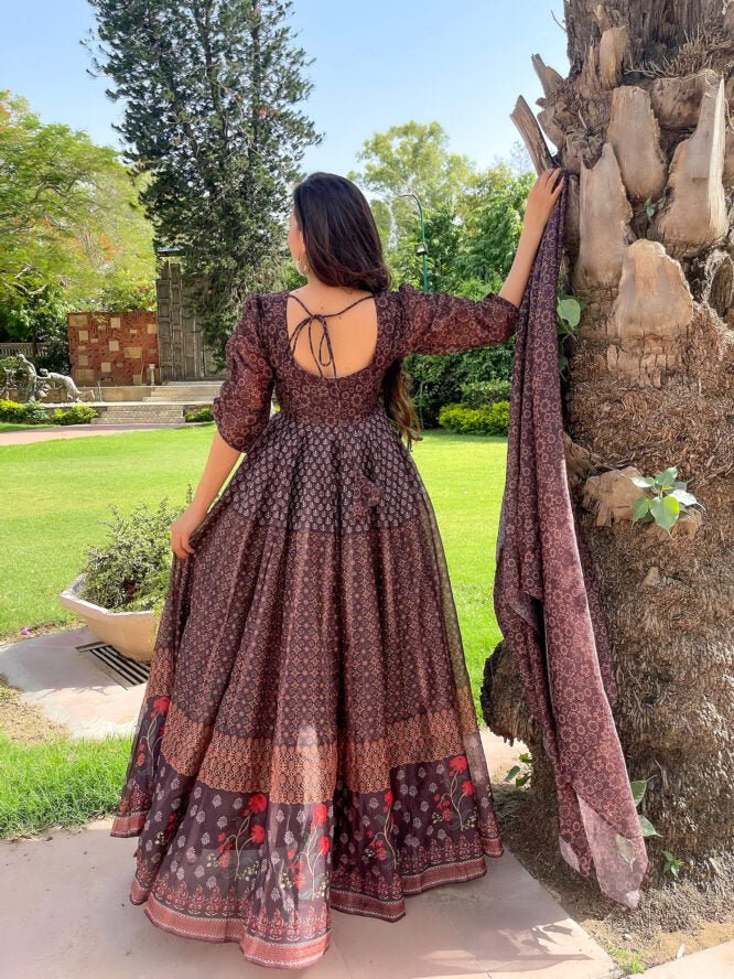 FLORAL CHANDERI SUIT SET - DWEEP SARA