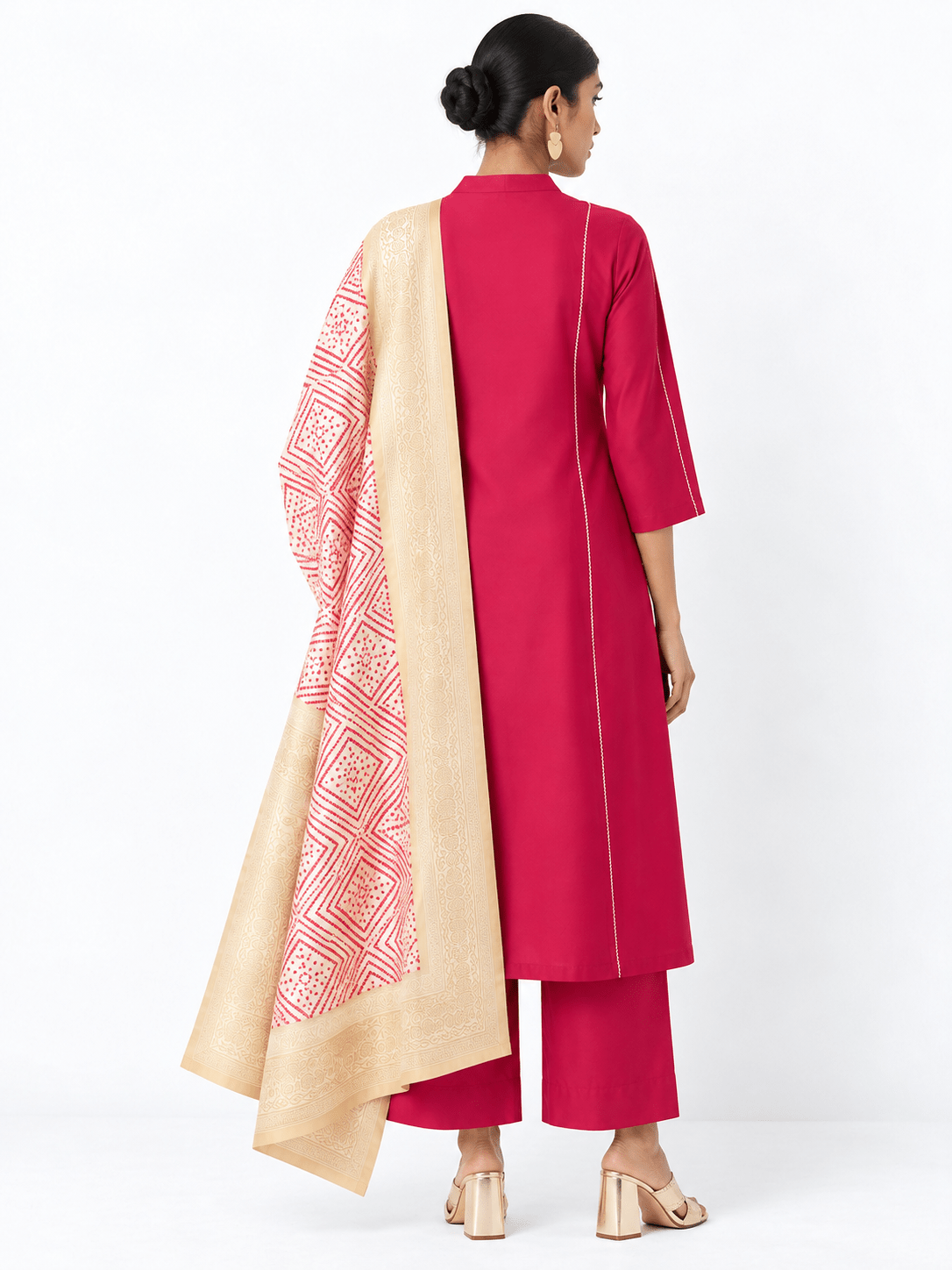 Fuchsia Pink Kurta Palazzo Set with Dupatta | DWEEP SARA - DWEEP SARA