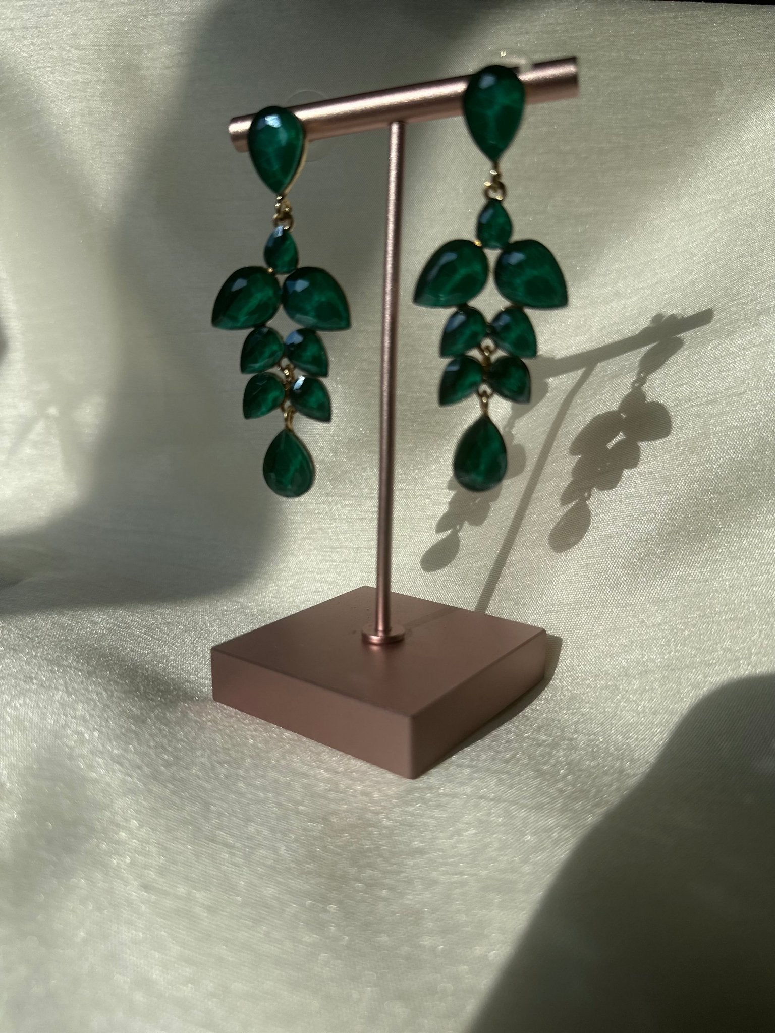 Green Crystal Stone Earrings - DWEEP SARA