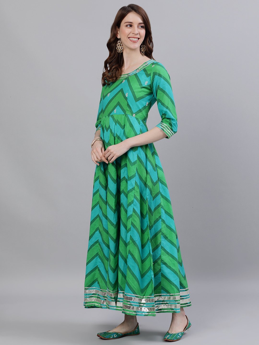 Green Emerald Anarkali Suit Set - DWEEP SARA