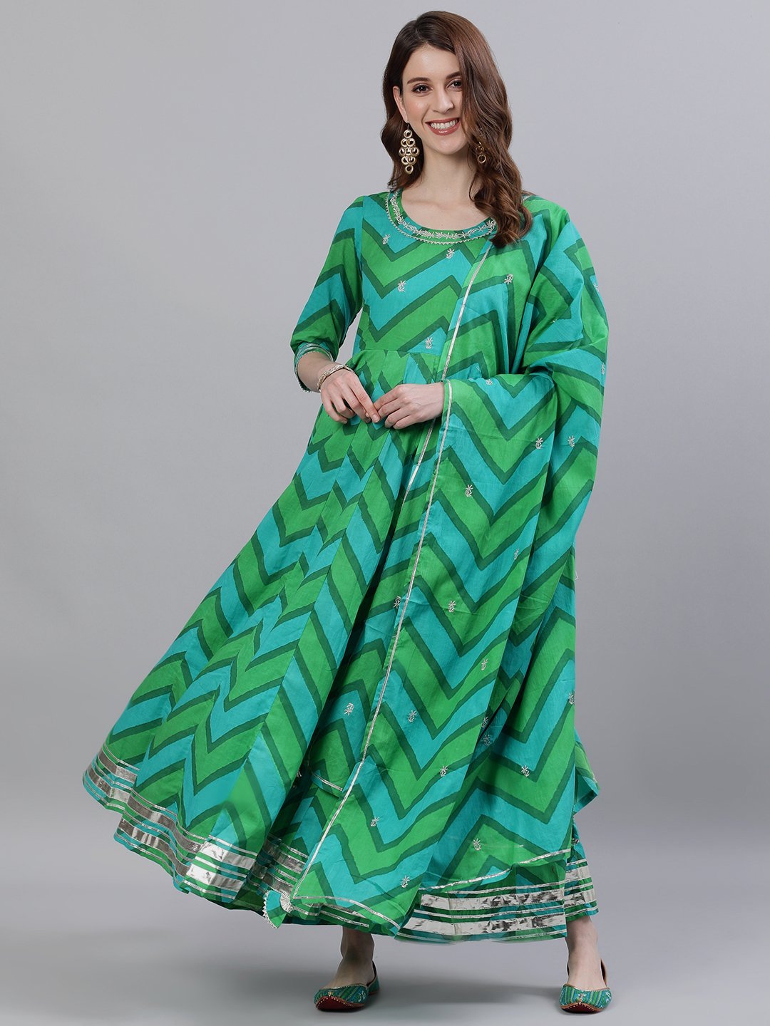 Green Emerald Anarkali Suit Set - DWEEP SARA
