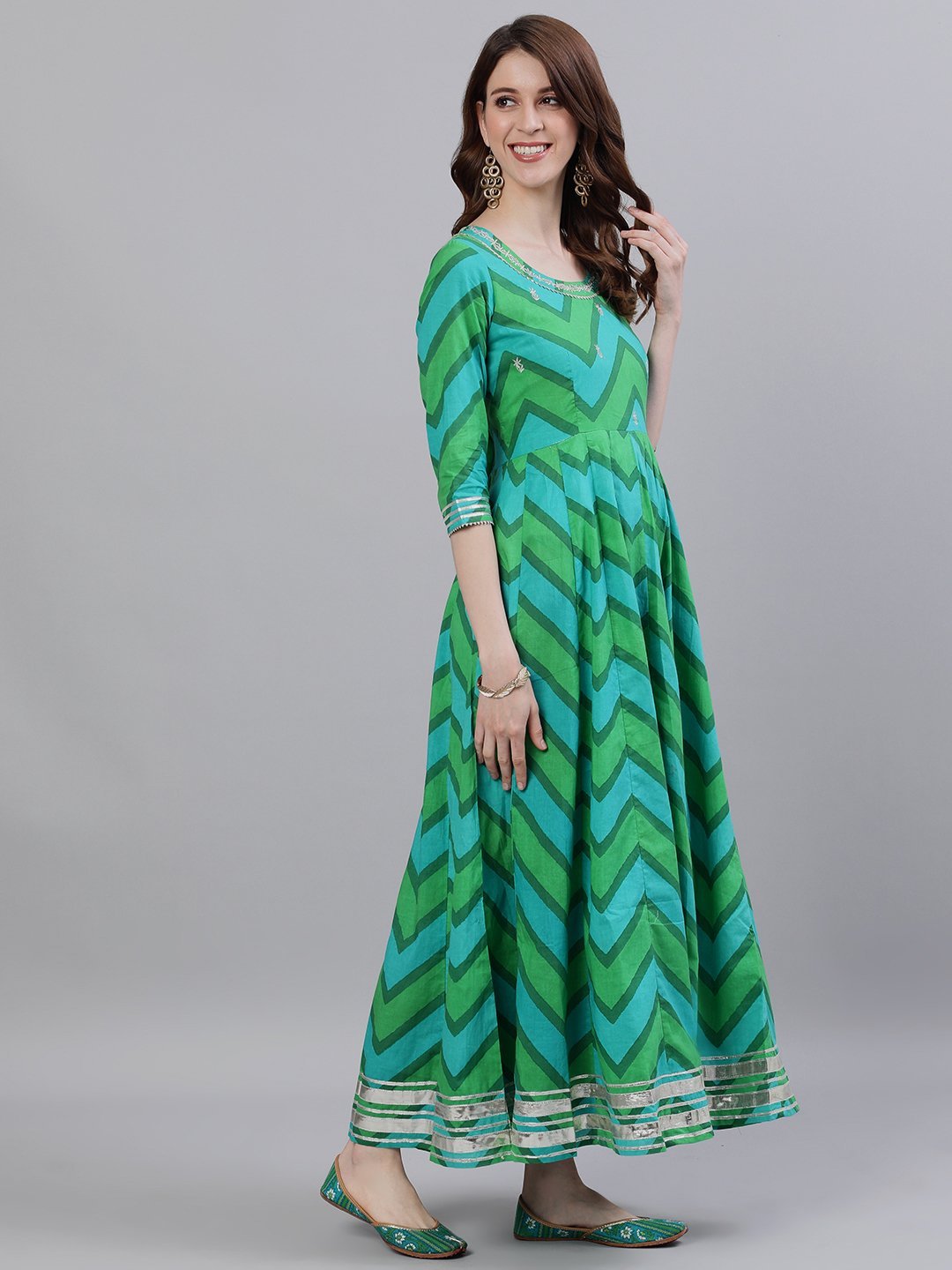 Green Emerald Anarkali Suit Set - DWEEP SARA