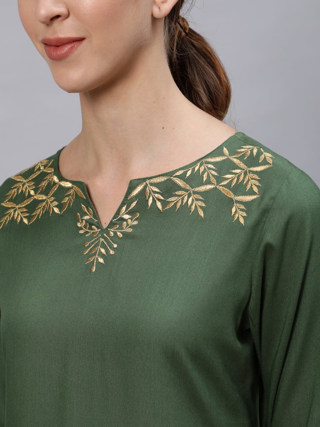 Green Ethnic Embroidery Suit With Chanderi Silk Dupatta - DWEEP SARA