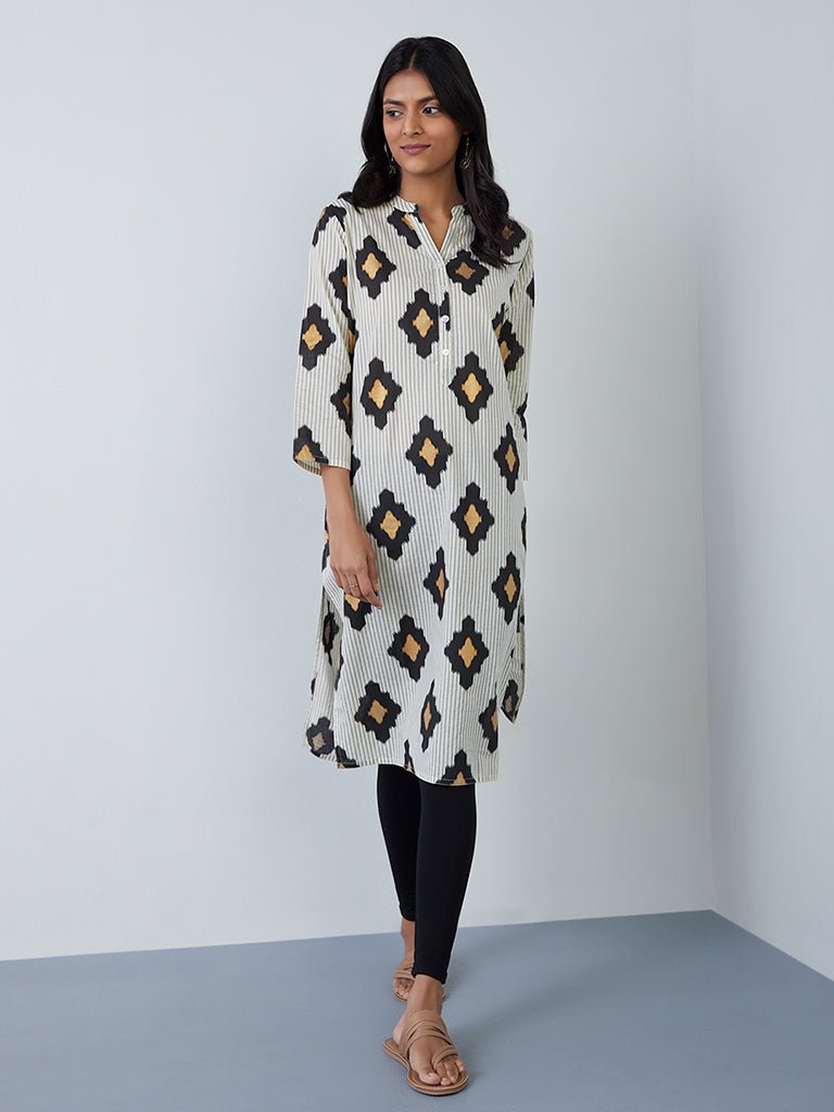 Ikat Print Straight Kurta - DWEEP SARA