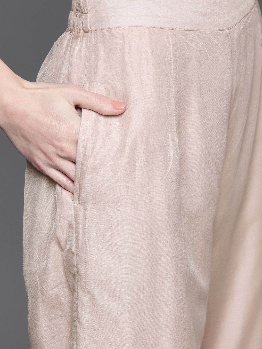 Light Pink Chanderi Silk Kurta With Palazzos - DWEEP SARA