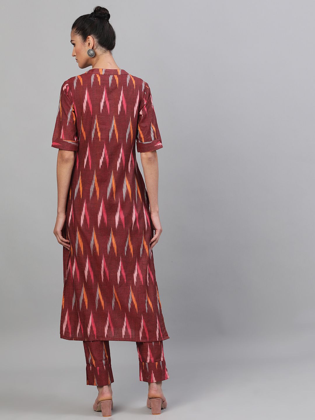 Maroon Handloom Woven Design Kurta With Pant Set - DWEEP SARA