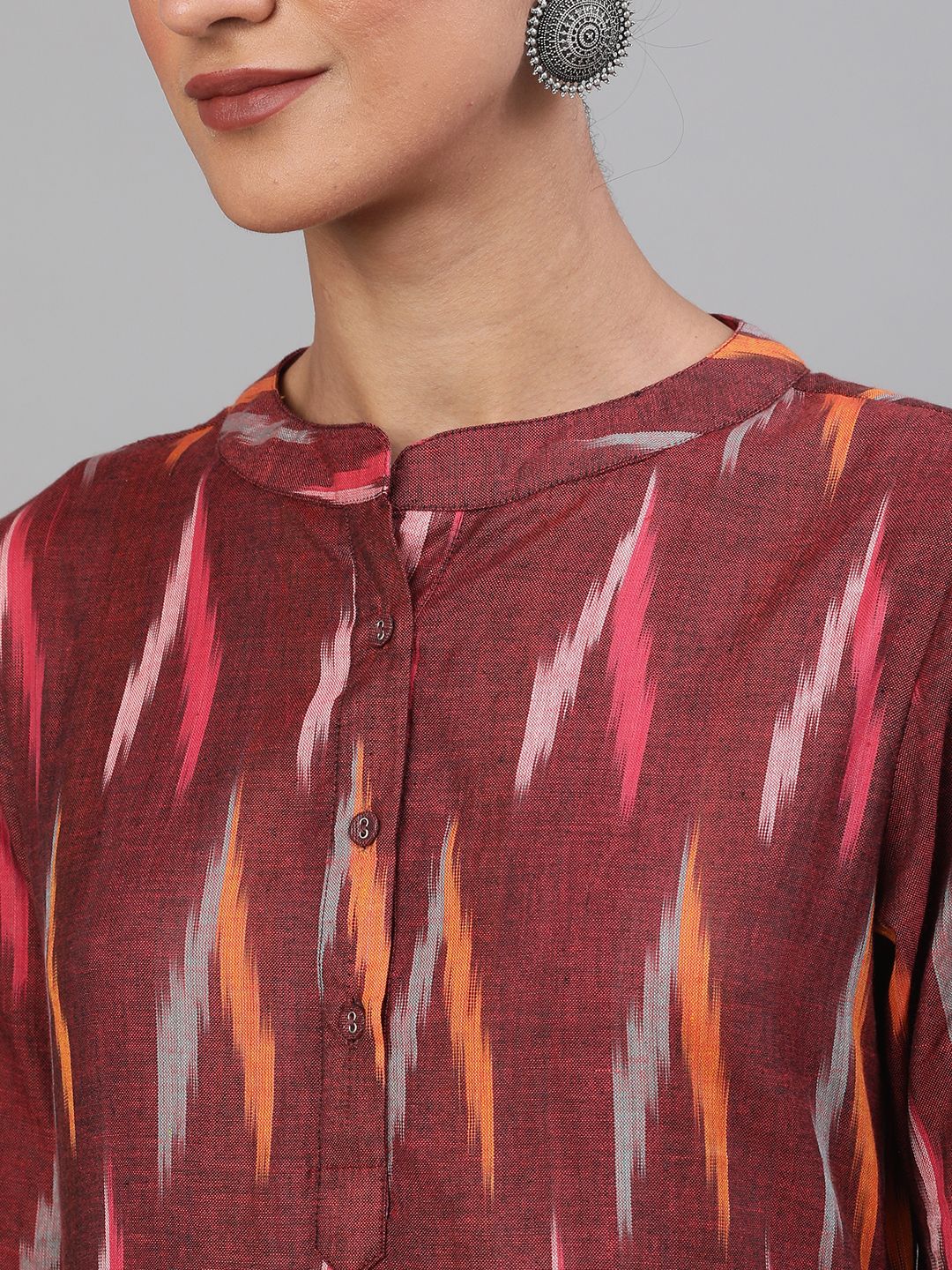 Maroon Handloom Woven Design Kurta With Pant Set - DWEEP SARA