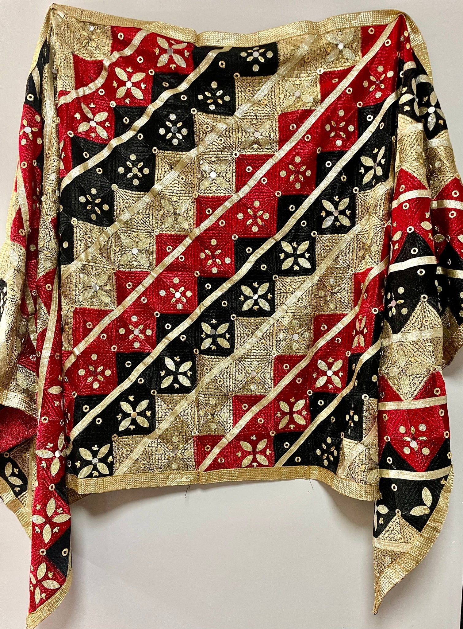Multicolor Lace - Work Phulkari Dupatta - DWEEP SARA
