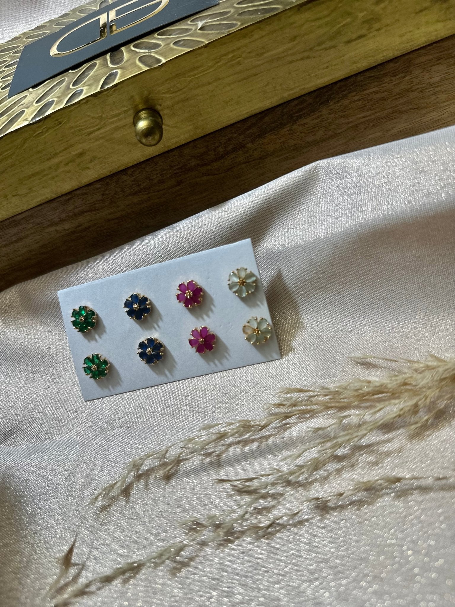 Multicolor Stud Flower Earrings - DWEEP SARA