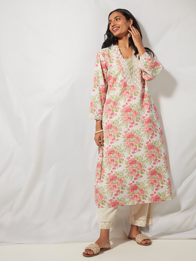 Multicolour Crochet Detailed Pocket Kurta - DWEEP SARA