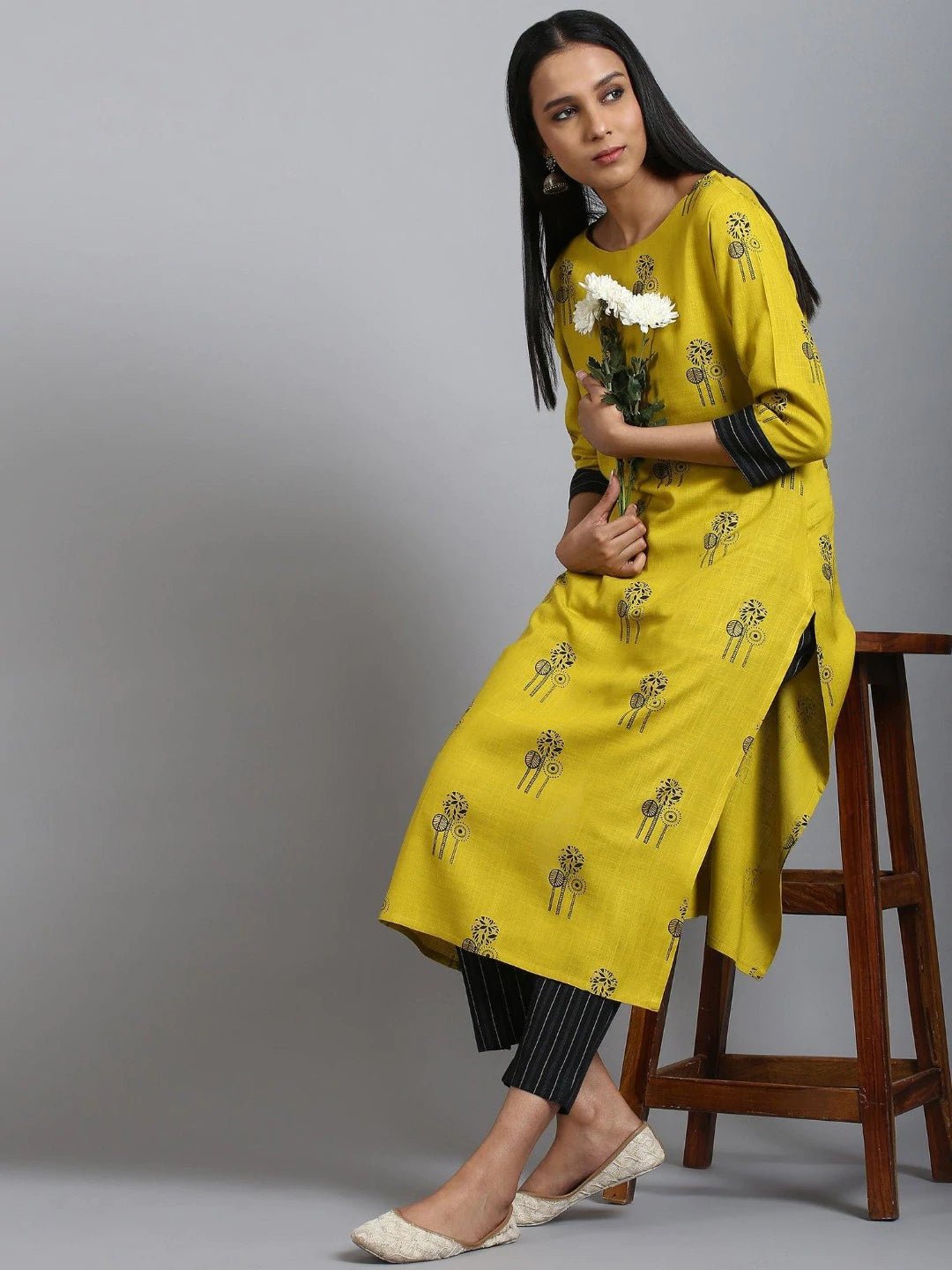 Mustard Rayon Kurta Pant Set - DWEEP SARA