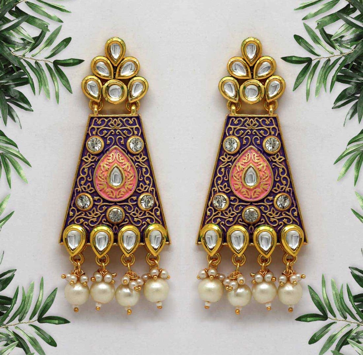 Navy blue , Purple Kundan Earring - DWEEP SARA