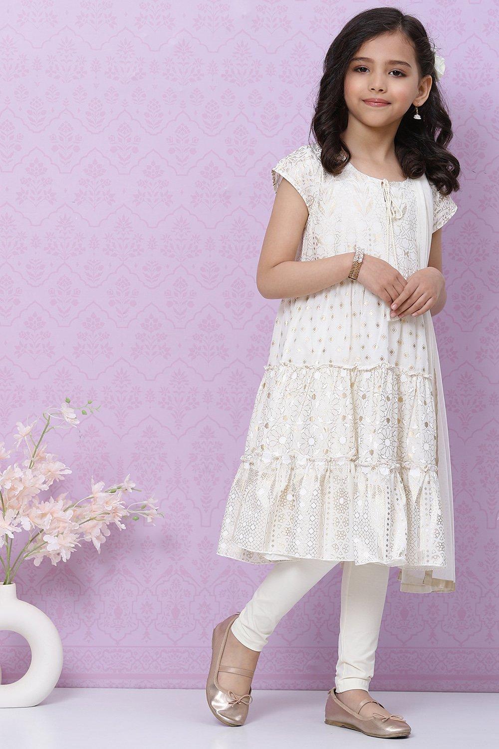 Off - White Anarkali Kurta Churidar Set - DWEEP SARA