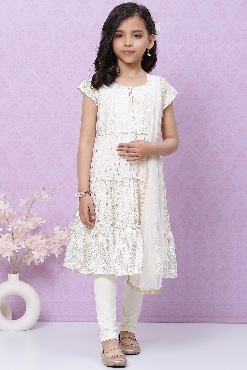 Off - White Anarkali Kurta Churidar Set - DWEEP SARA