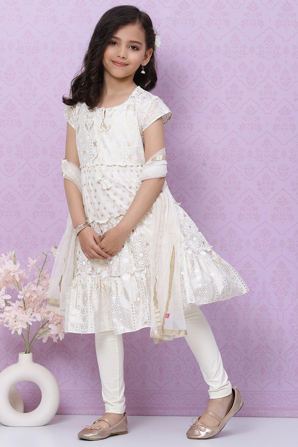 Off - White Anarkali Kurta Churidar Set - DWEEP SARA