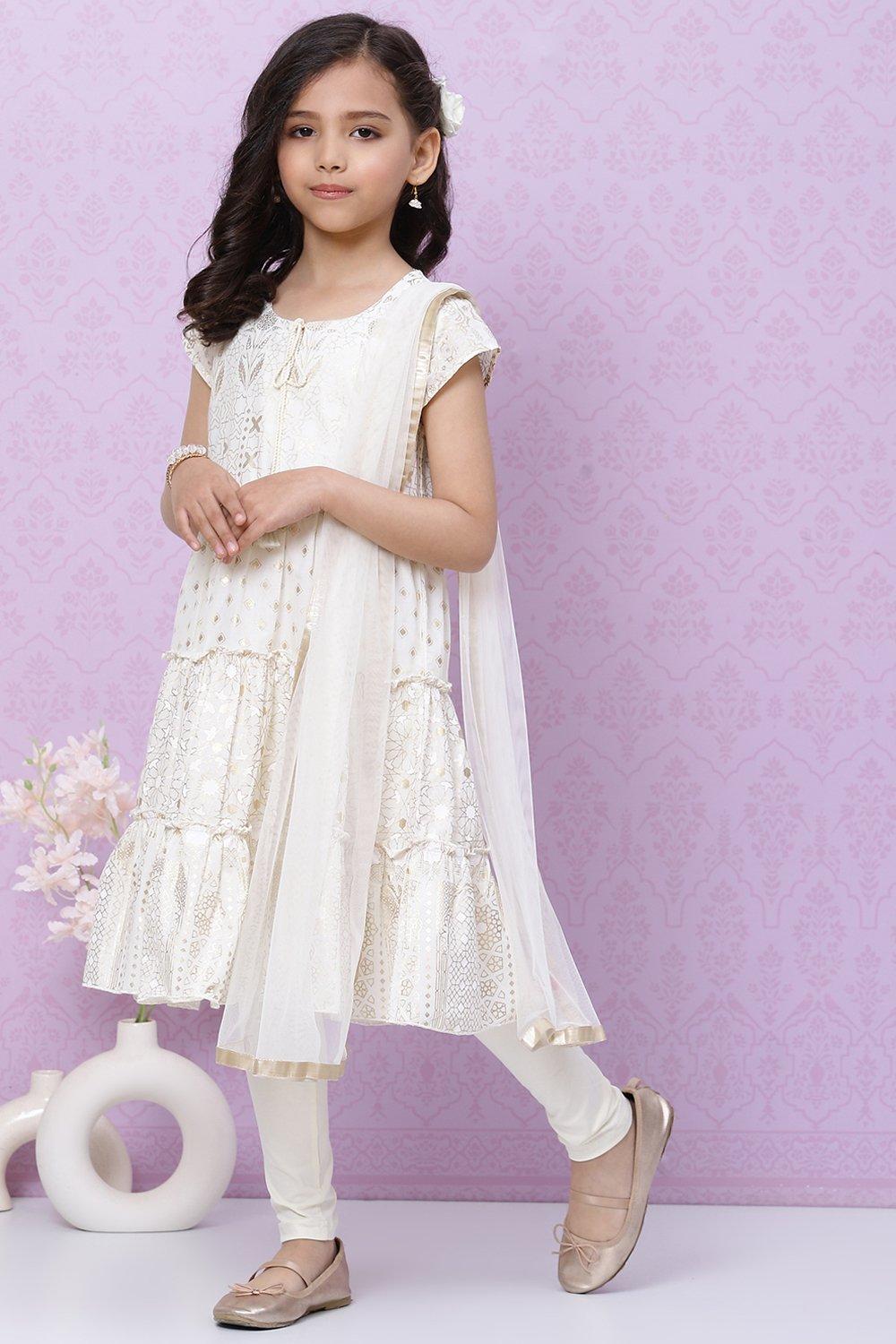 Off - White Anarkali Kurta Churidar Set - DWEEP SARA