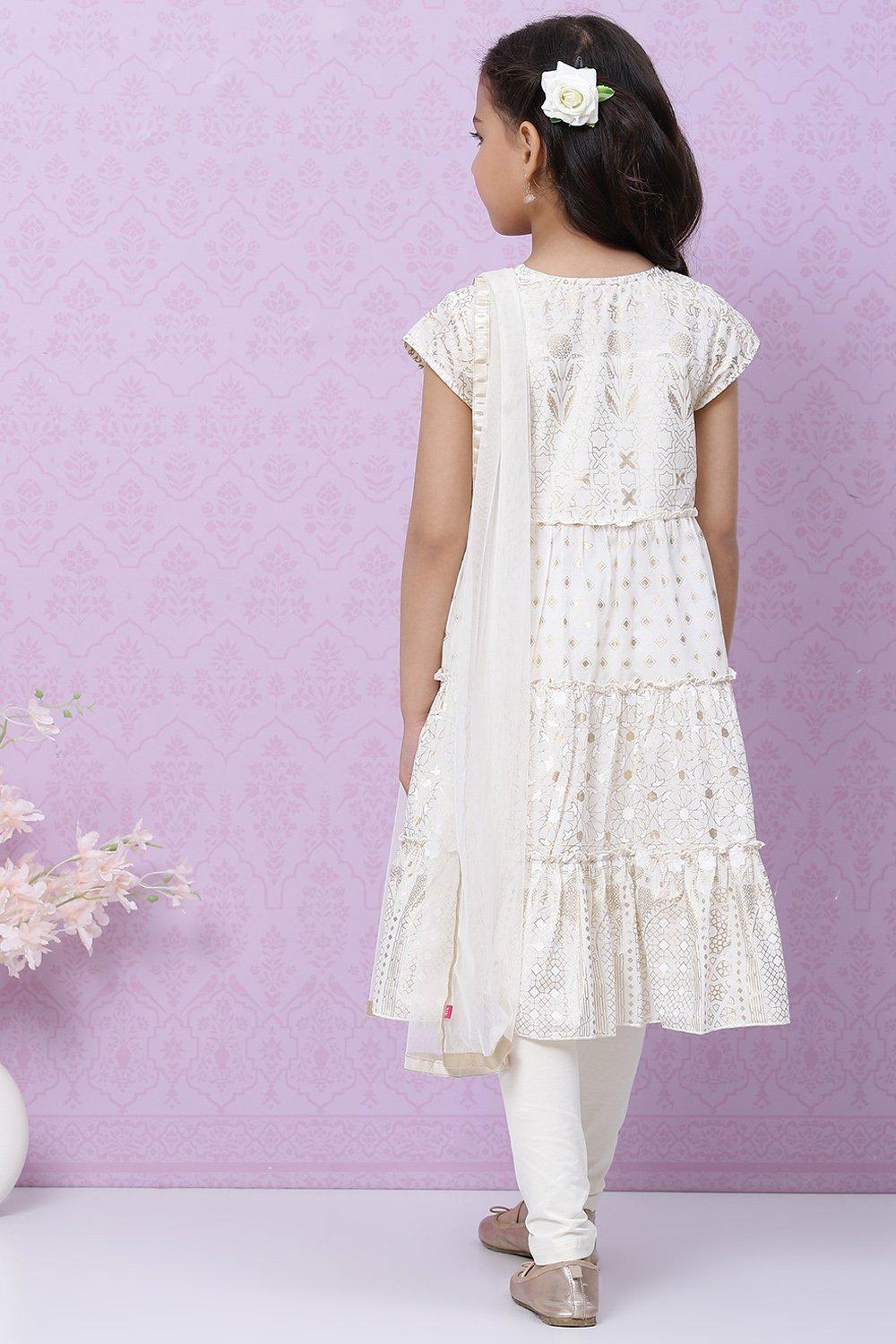 Off - White Anarkali Kurta Churidar Set - DWEEP SARA